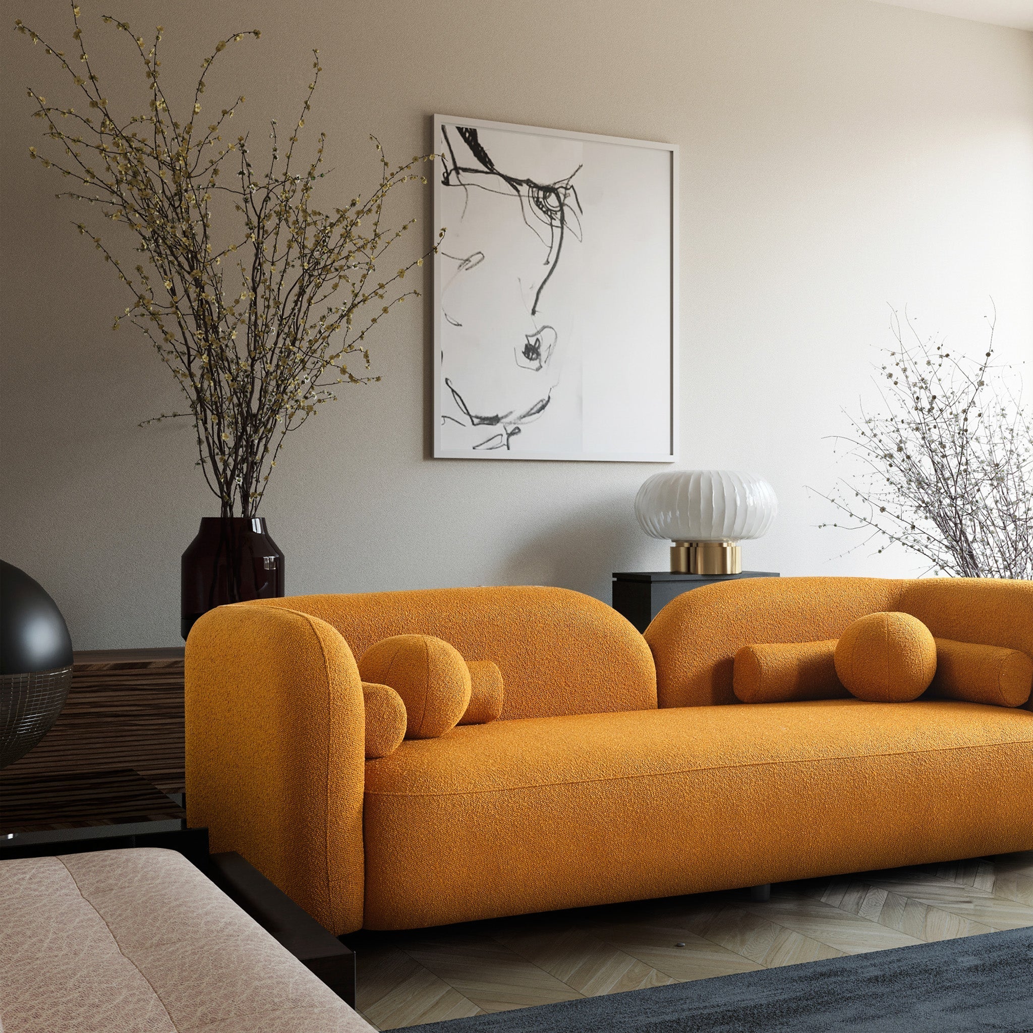 Bodrum Dark Yellow Boucle Sofa