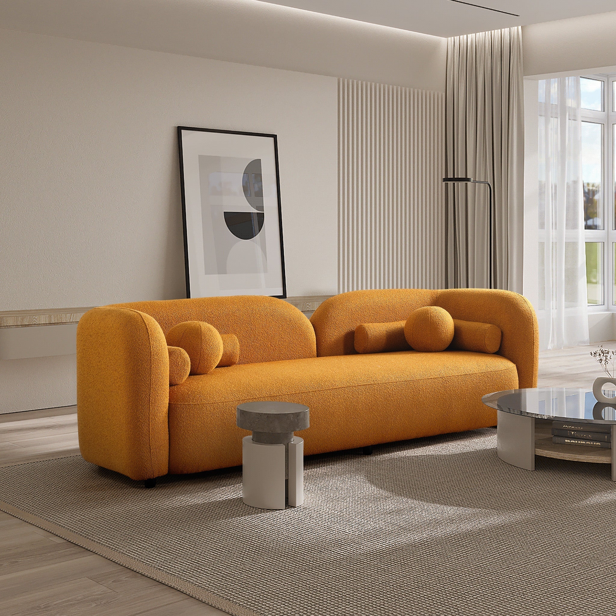 Bodrum Dark Yellow Boucle Sofa