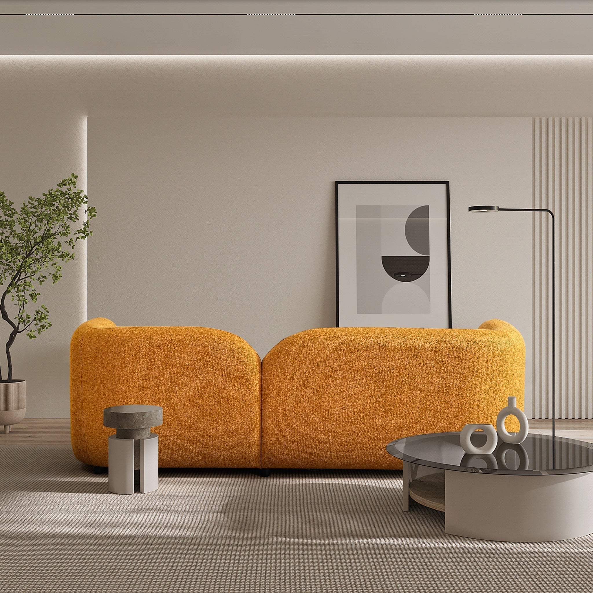 Bodrum Dark Yellow Boucle Sofa