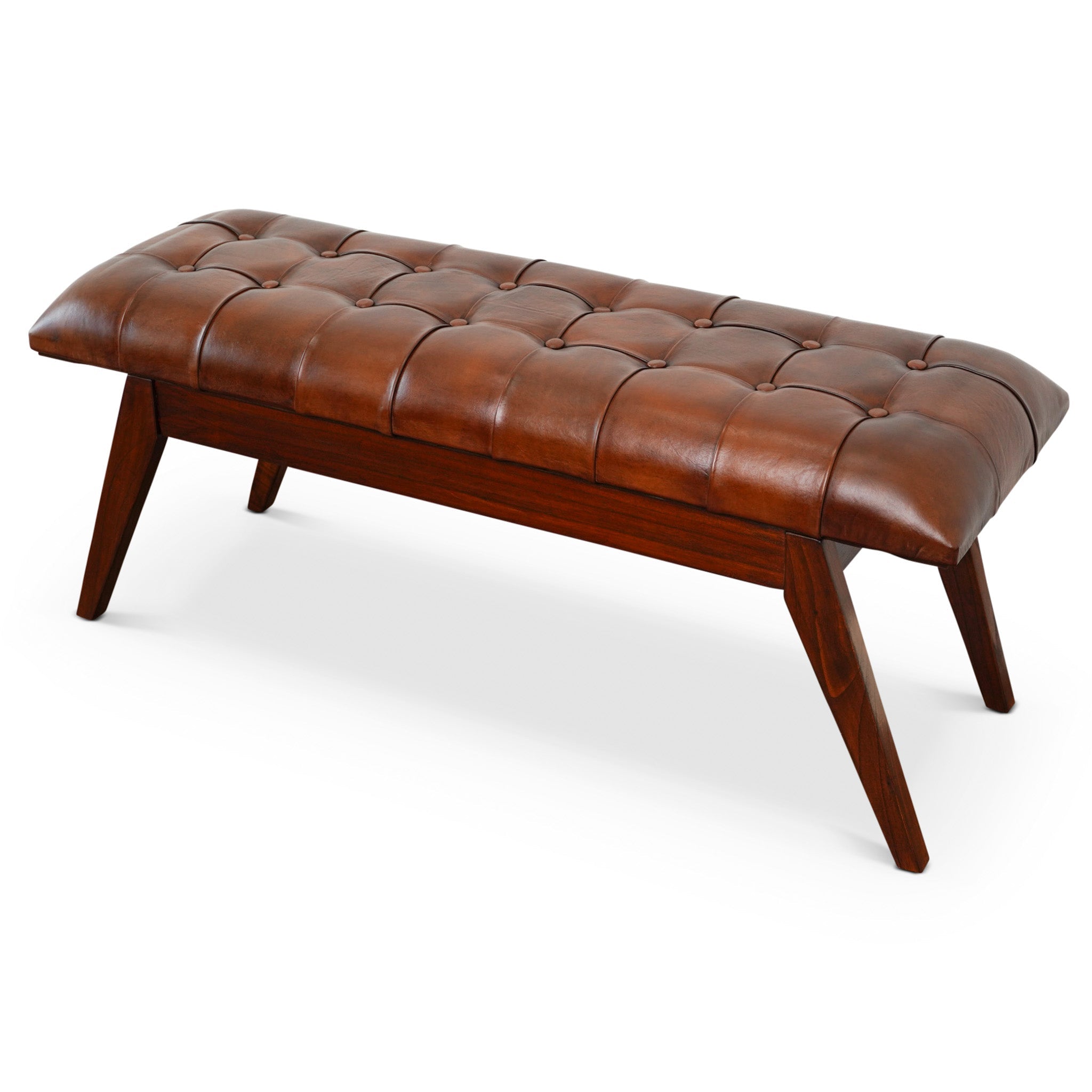 Niles Cognac Leather Bench