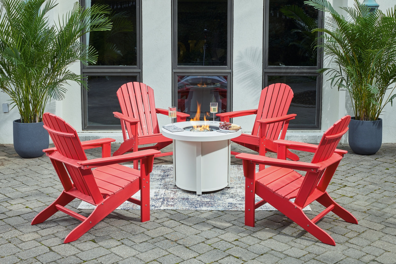 Sundown Treasure Outdoor Fire Pit Table and 4 Chairs