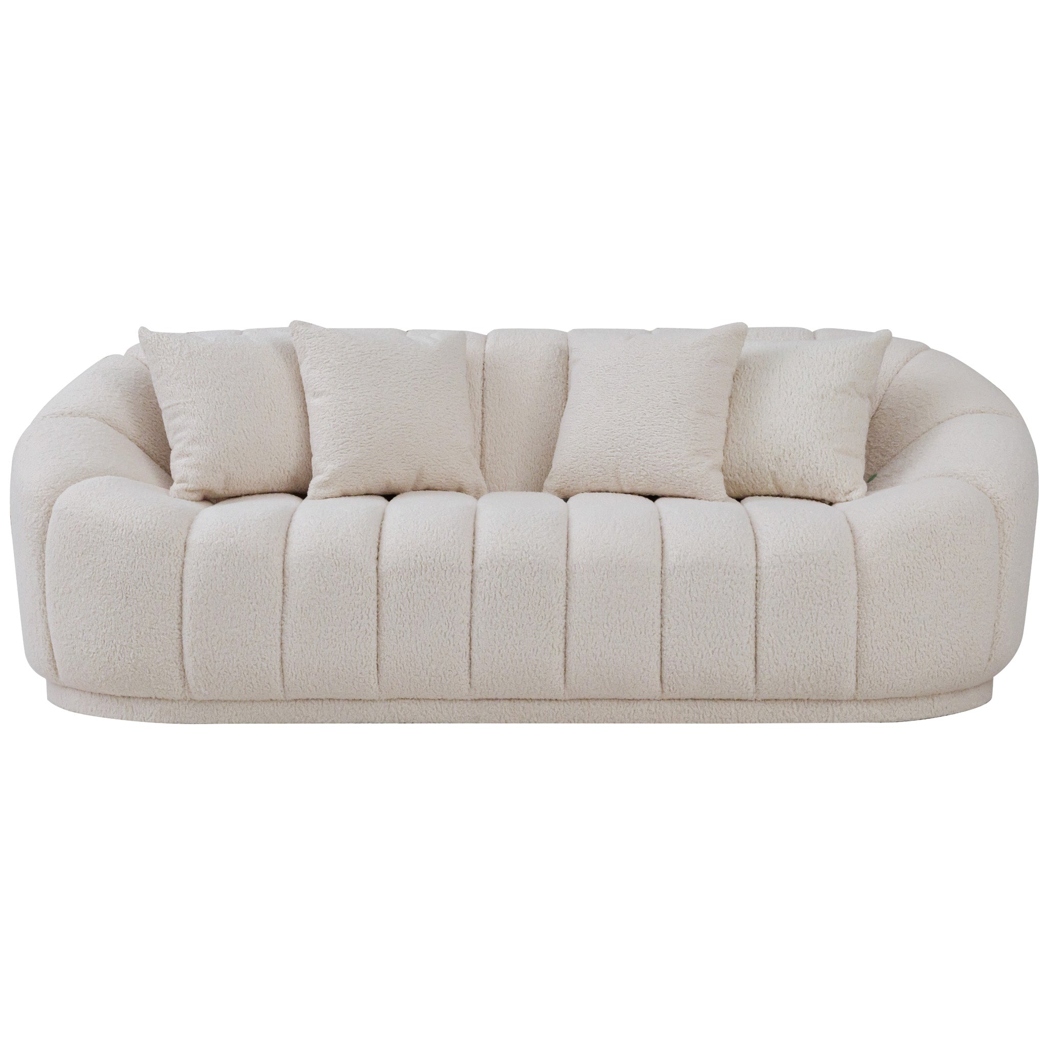 Forrester Sofa Modern Japandi Style Tight Back White Boucle