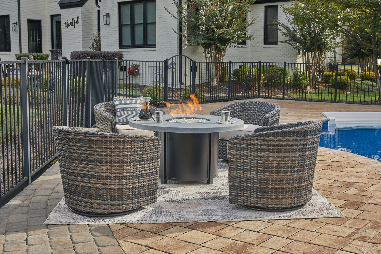 Coulee Mills Outdoor Fire Pit Table and 4 Chairs