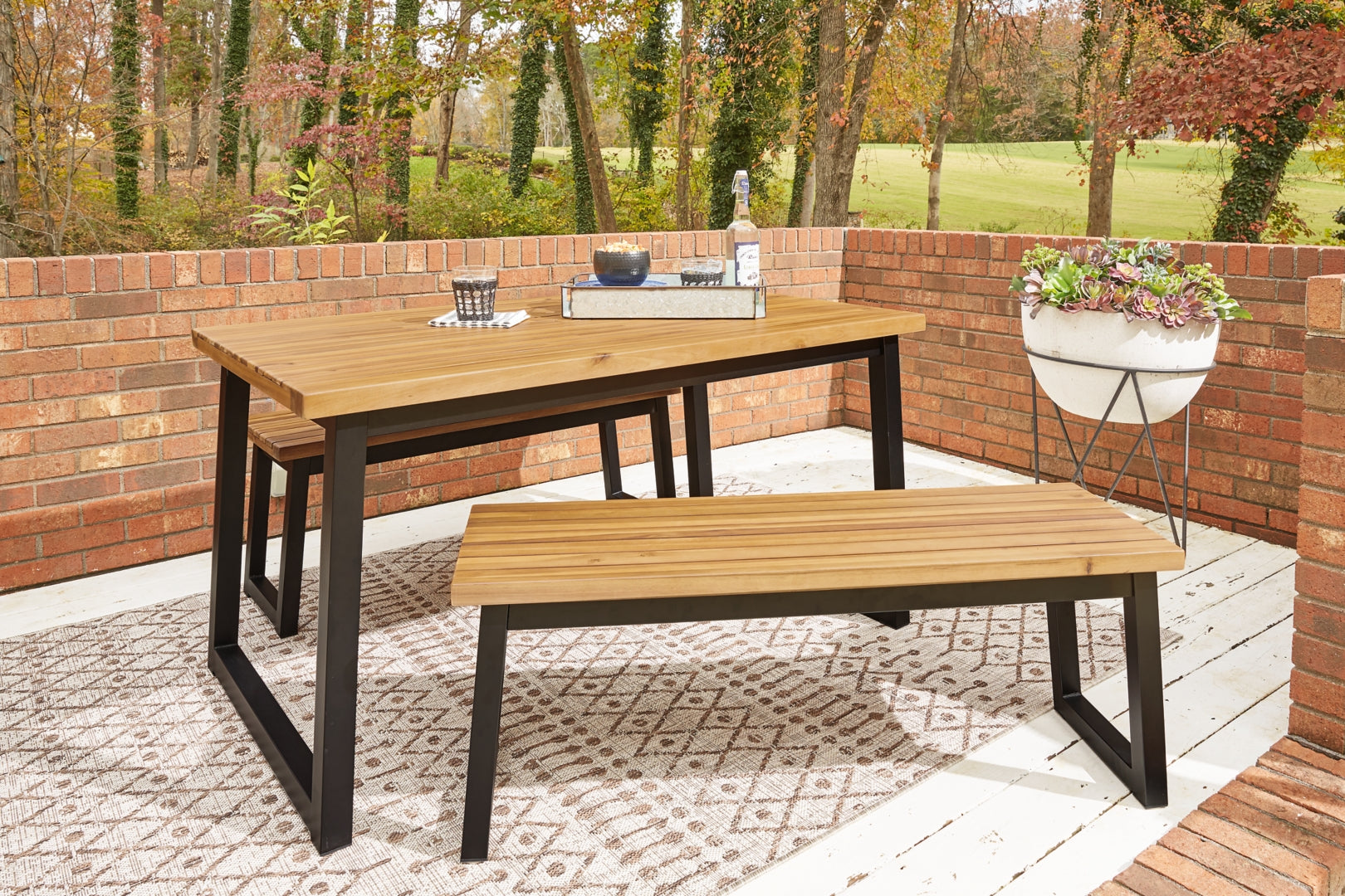 Town Wood Outdoor Dining Table Set (Set of 3)