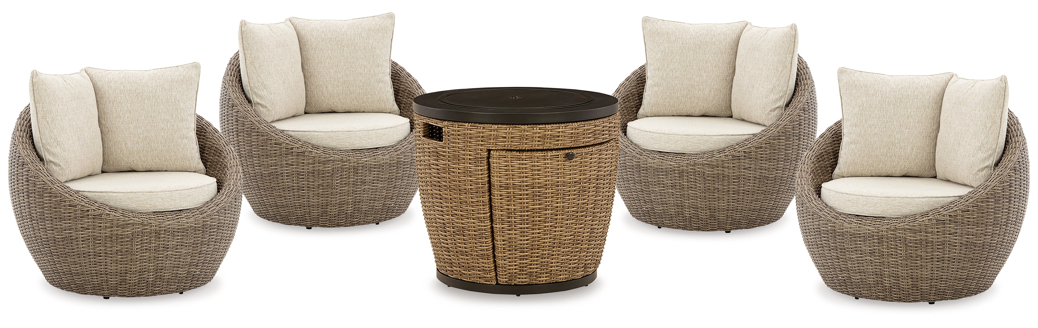 Malayah Outdoor Fire Pit Table and 4 Chairs