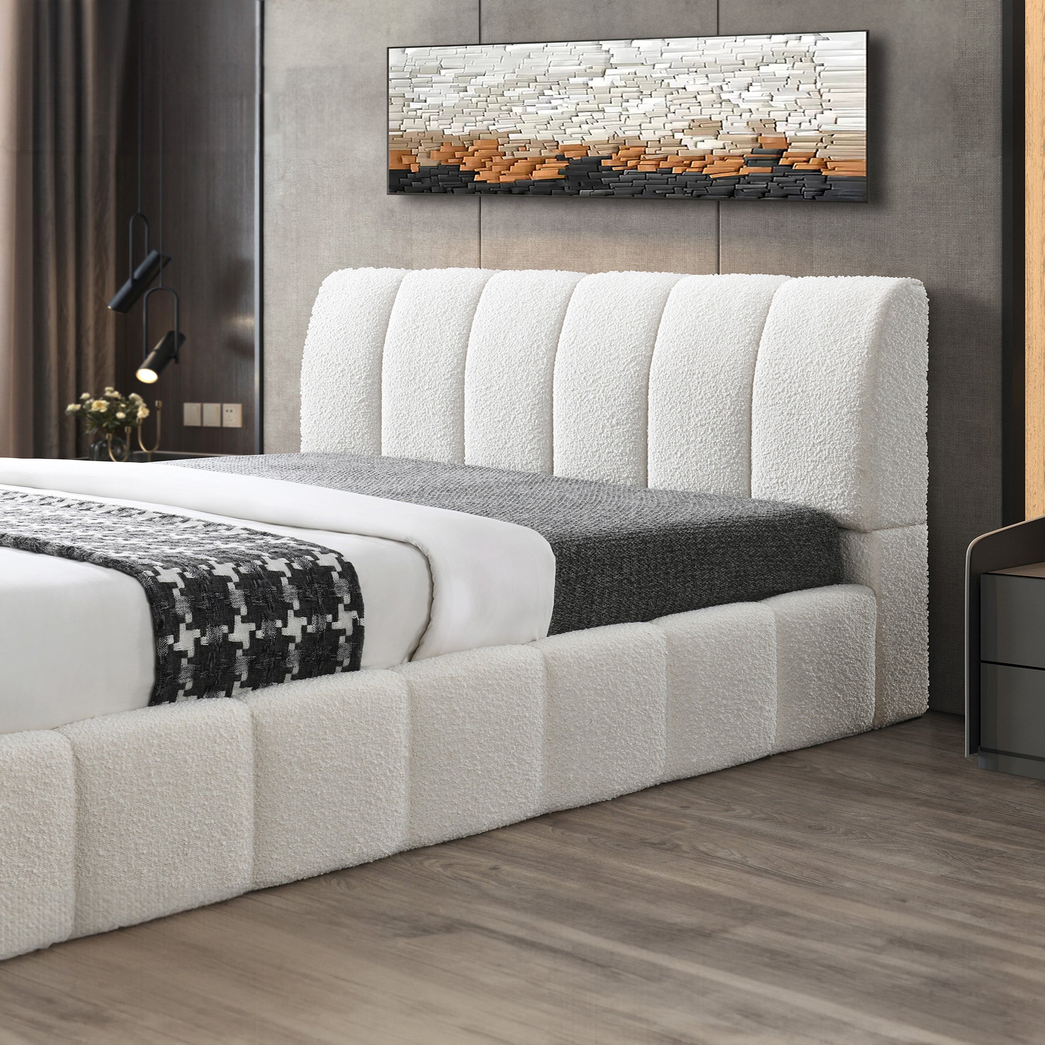 Pearce White Boucle King Bed