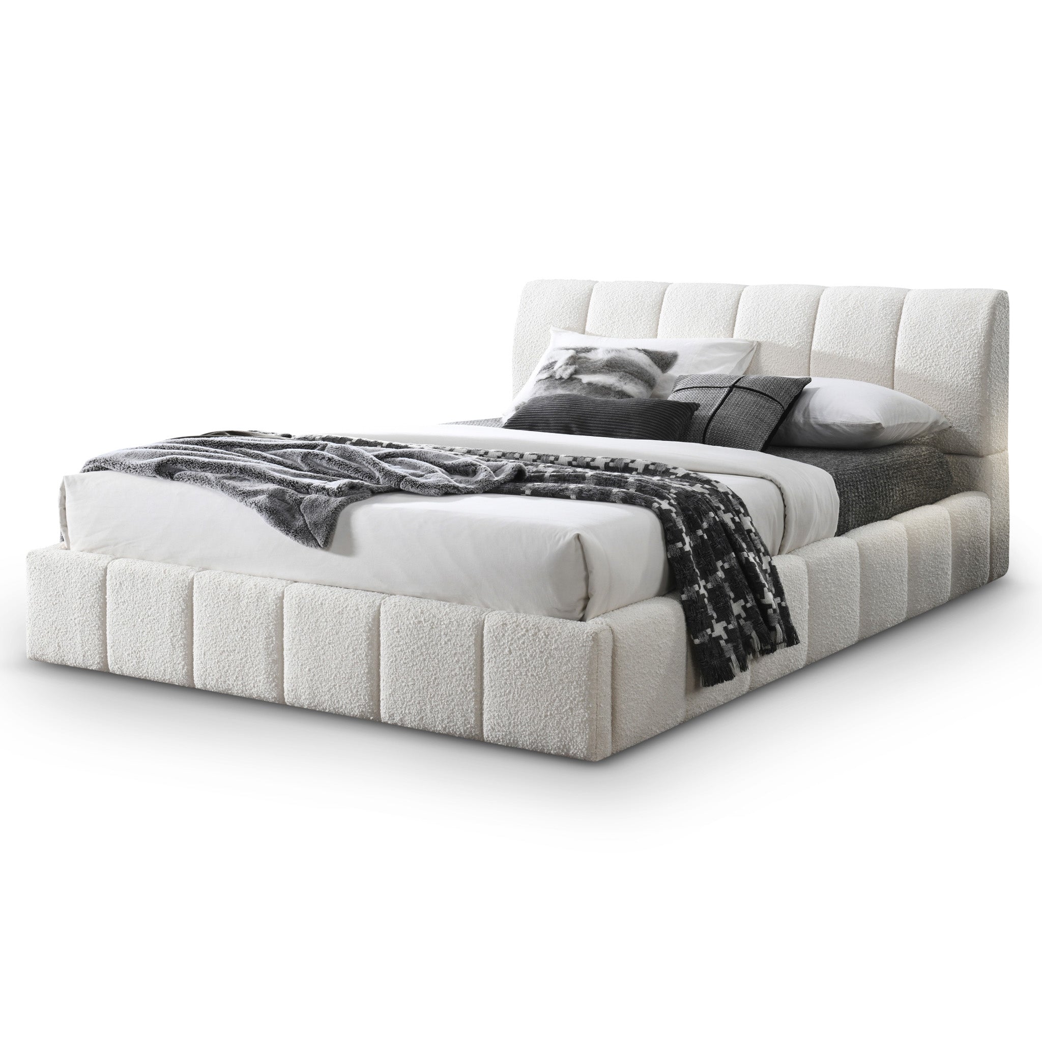 Pearce White Boucle King Bed