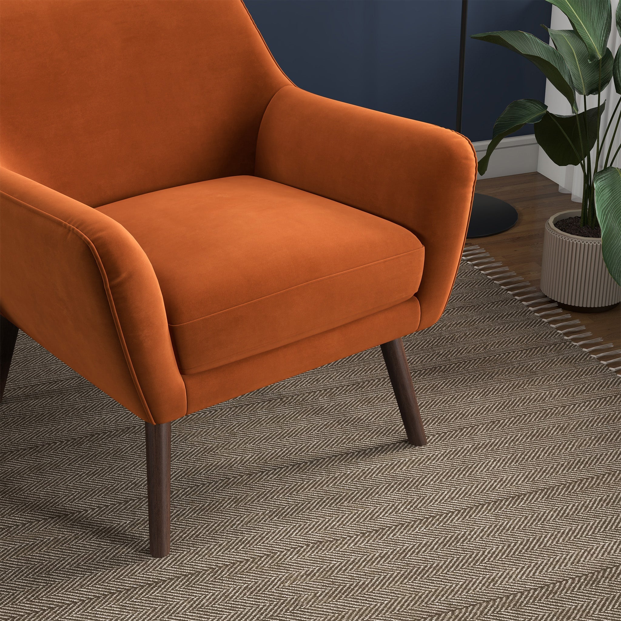 Penny Lounge Chair Orange Velvet