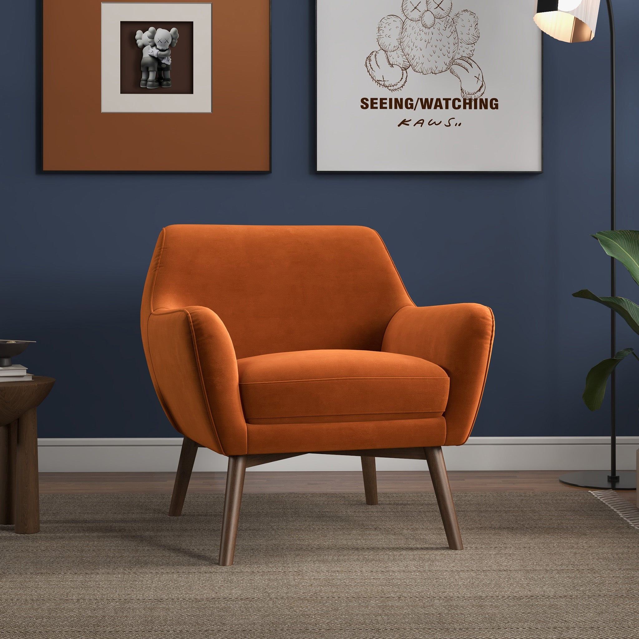 Penny Lounge Chair Orange Velvet