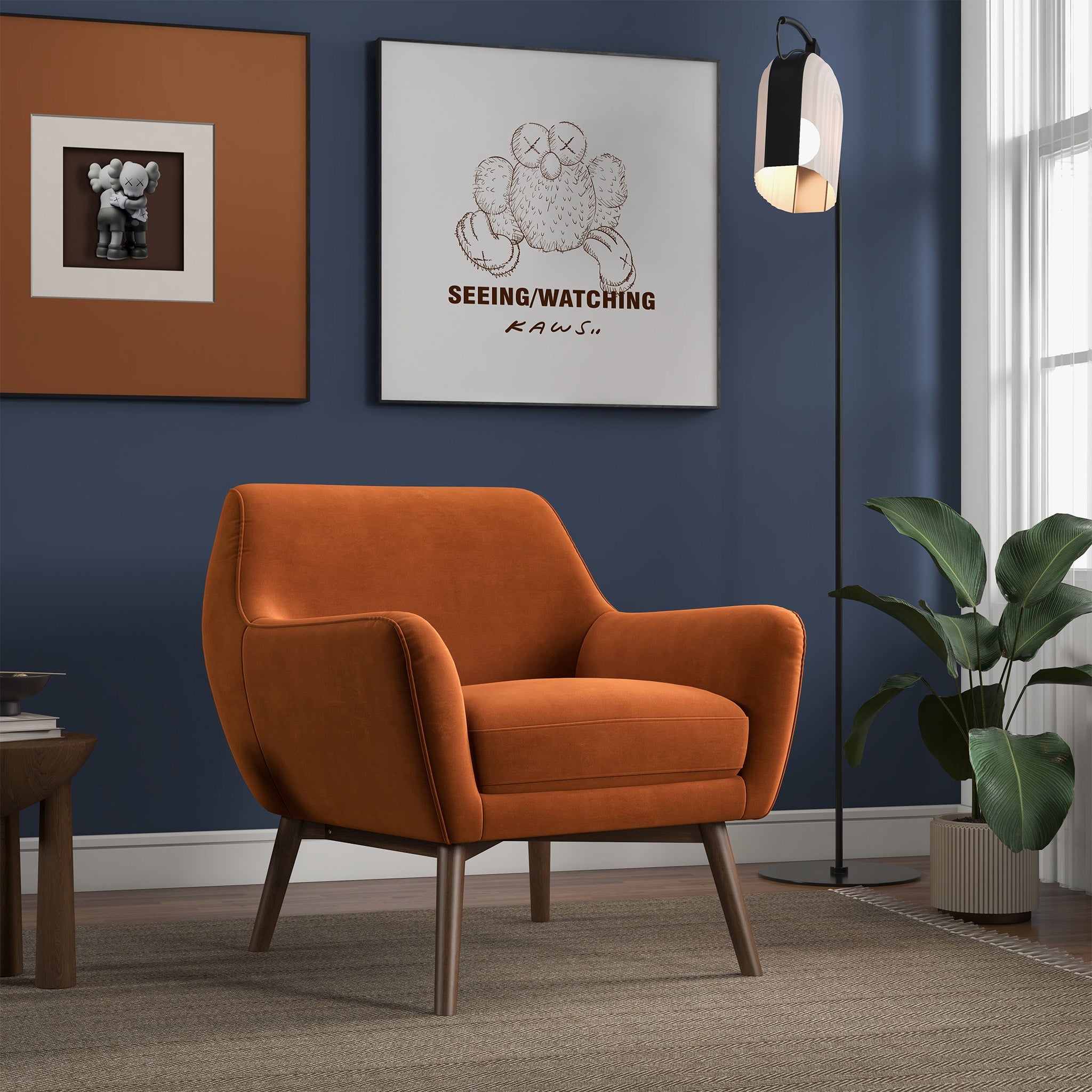 Penny Lounge Chair Orange Velvet