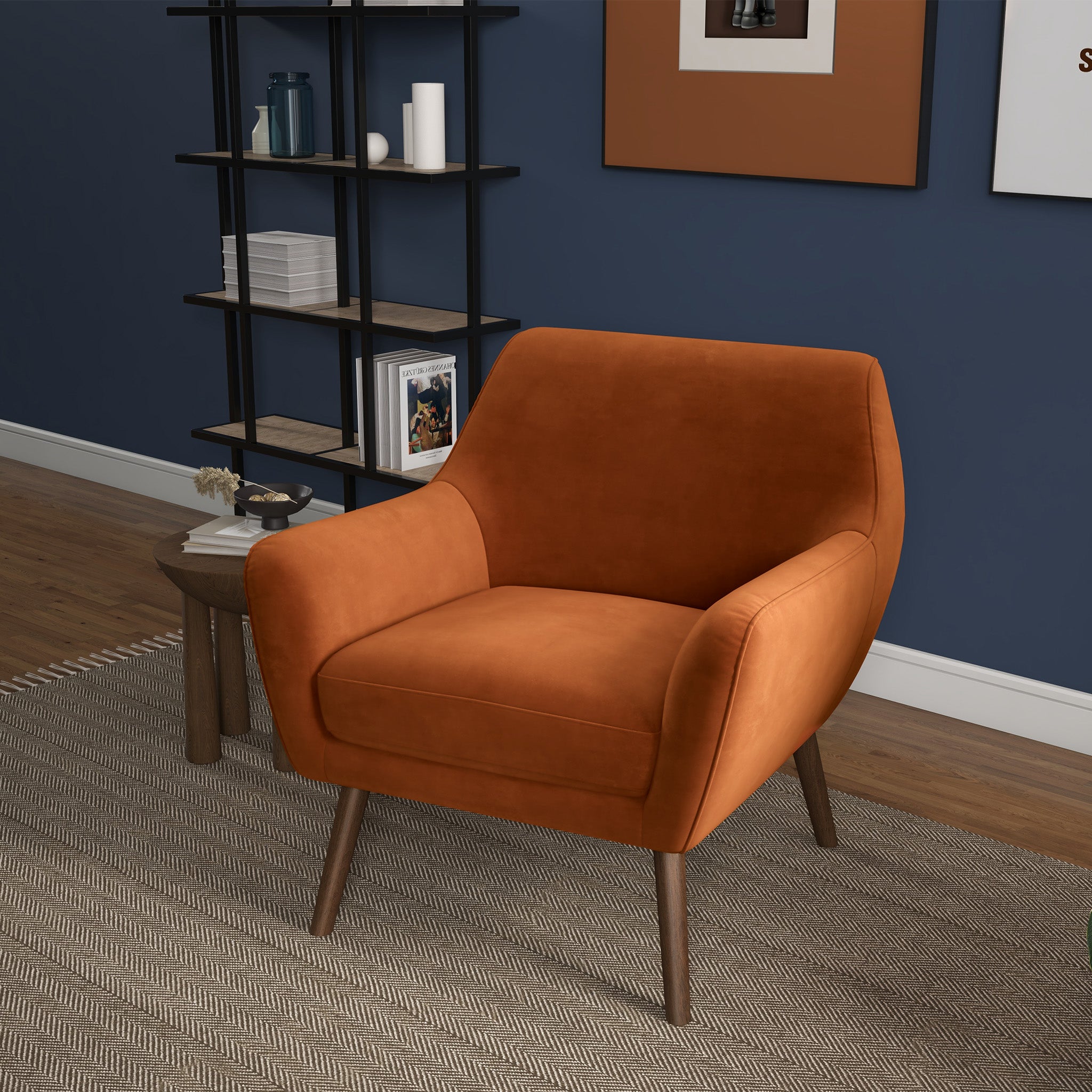 Penny Lounge Chair Orange Velvet