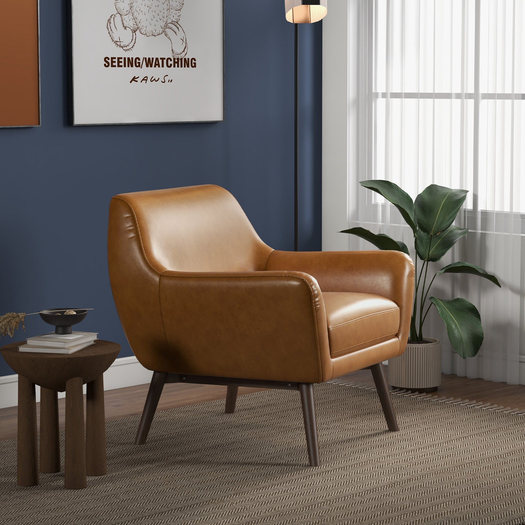 Penny Tan Leather Lounge Chair