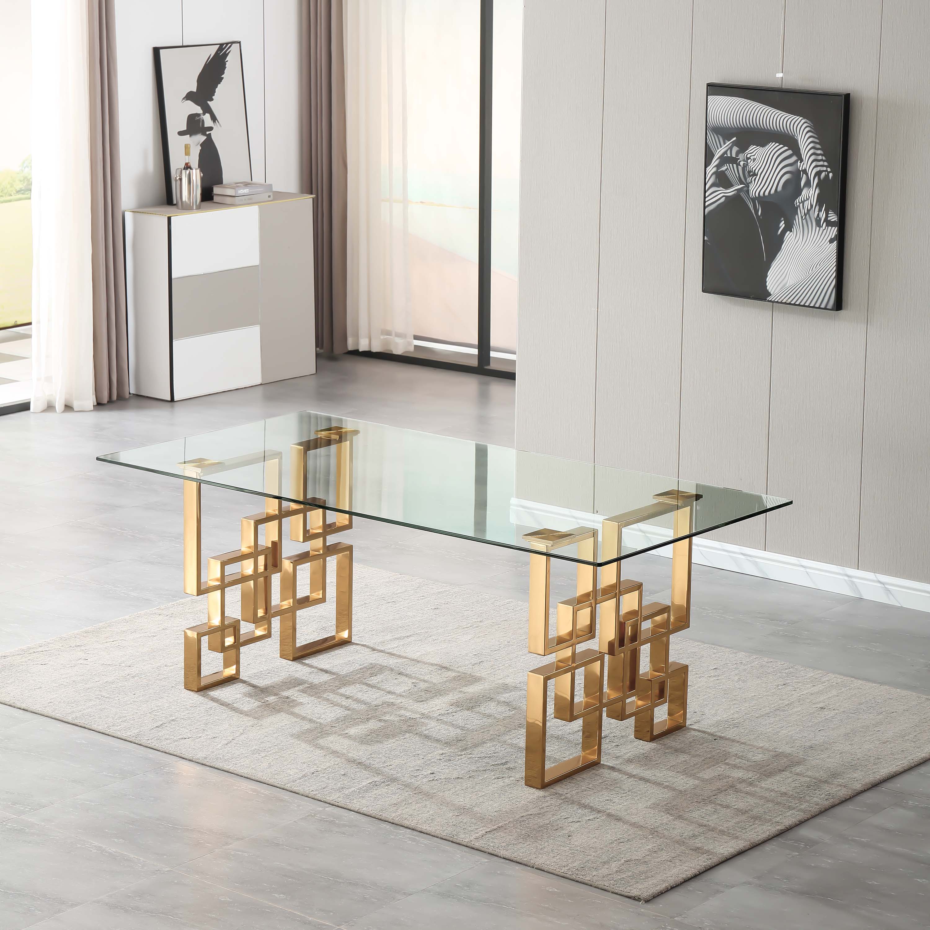 Latura Glass Dining Table Gold