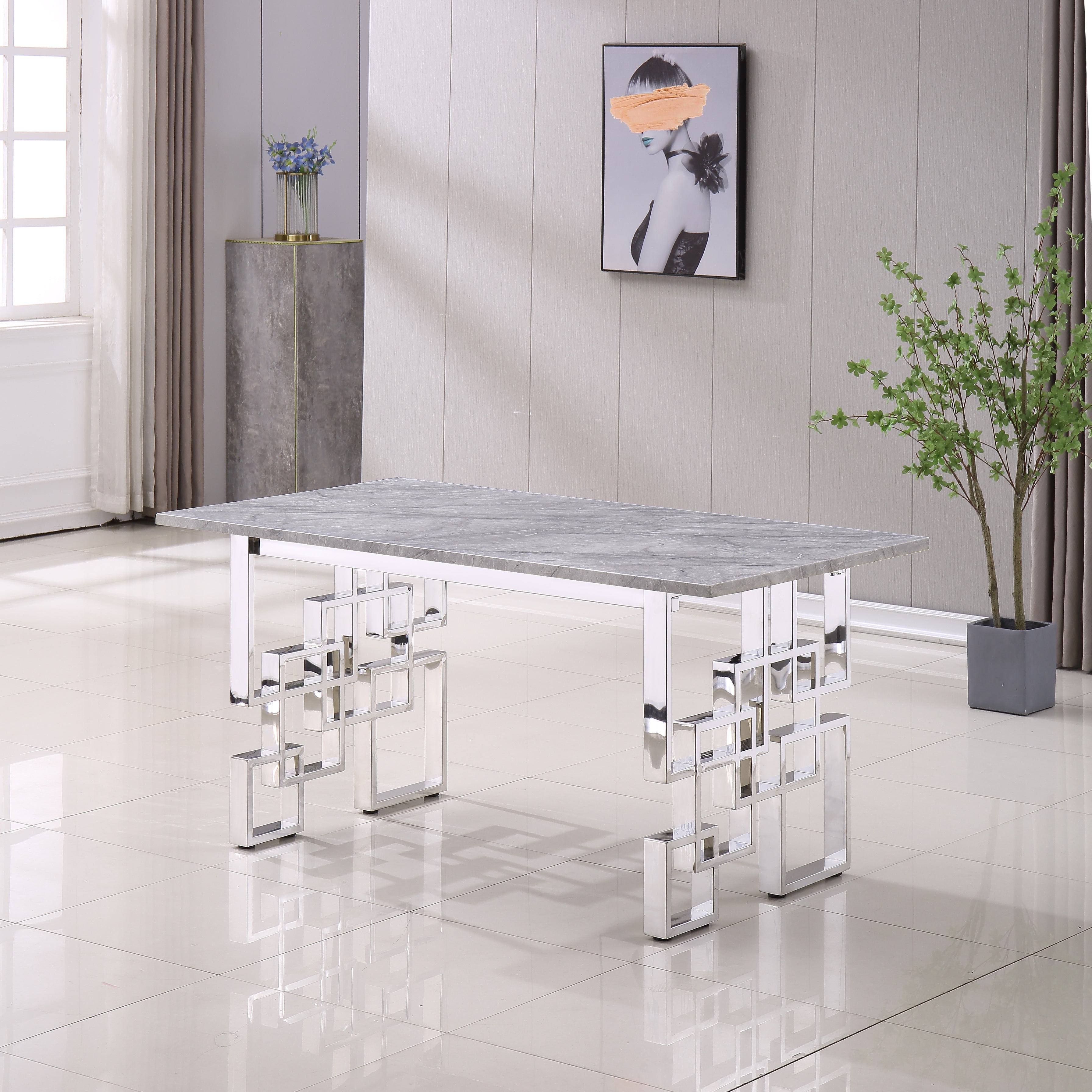 Ritaann Dining Table Silver