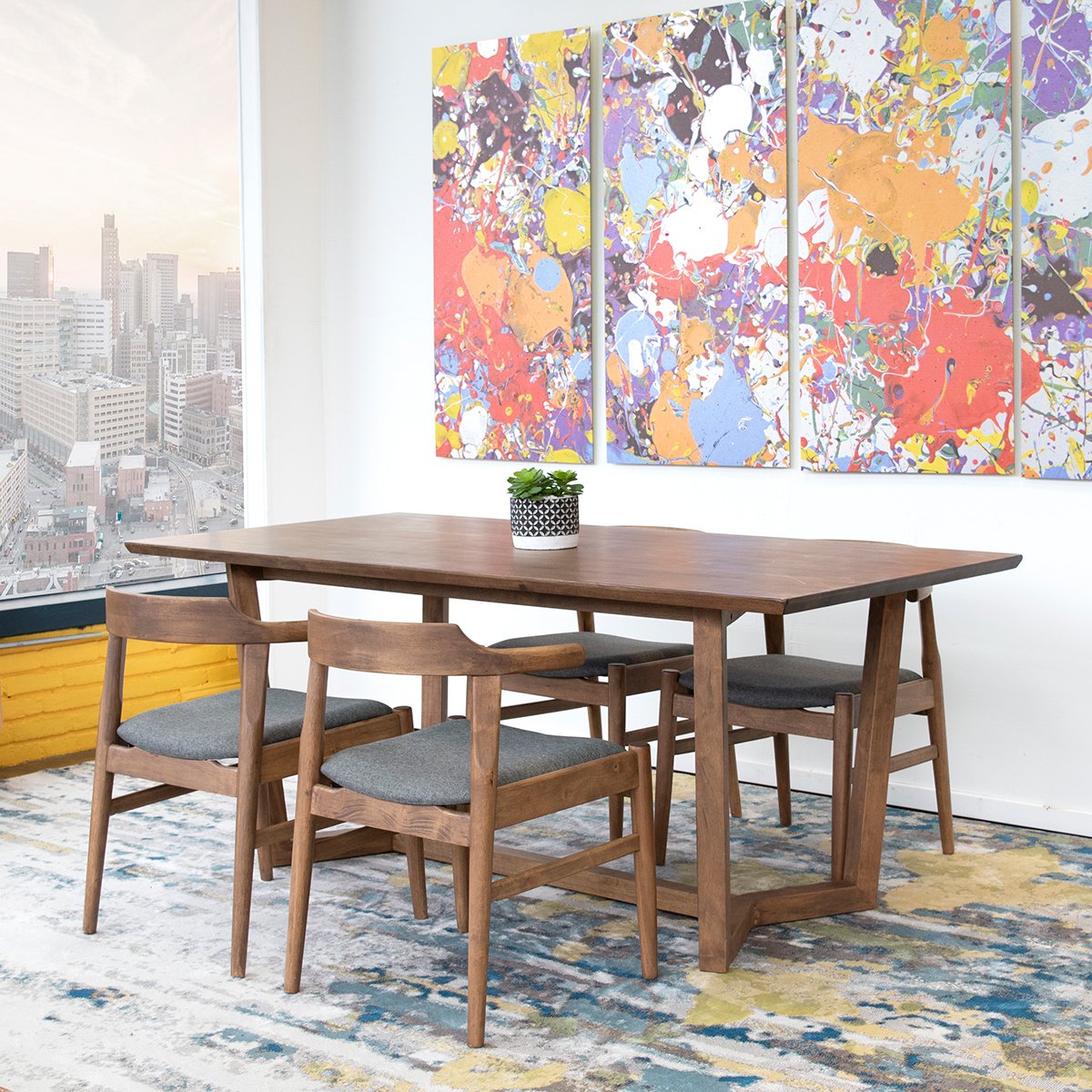 Rolda Dining set with 4 Zola Dining Chairs Fabric