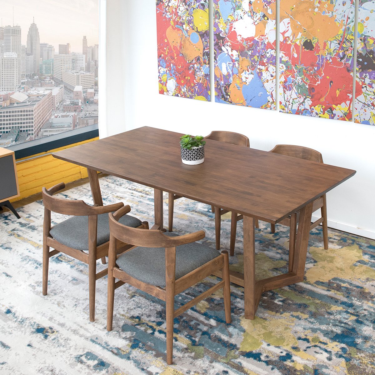 Rolda Dining set with 4 Zola Dining Chairs Fabric