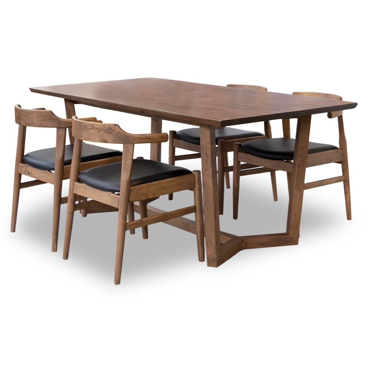 Rolda Dining set with 4 Zola Dining Chairs Leather