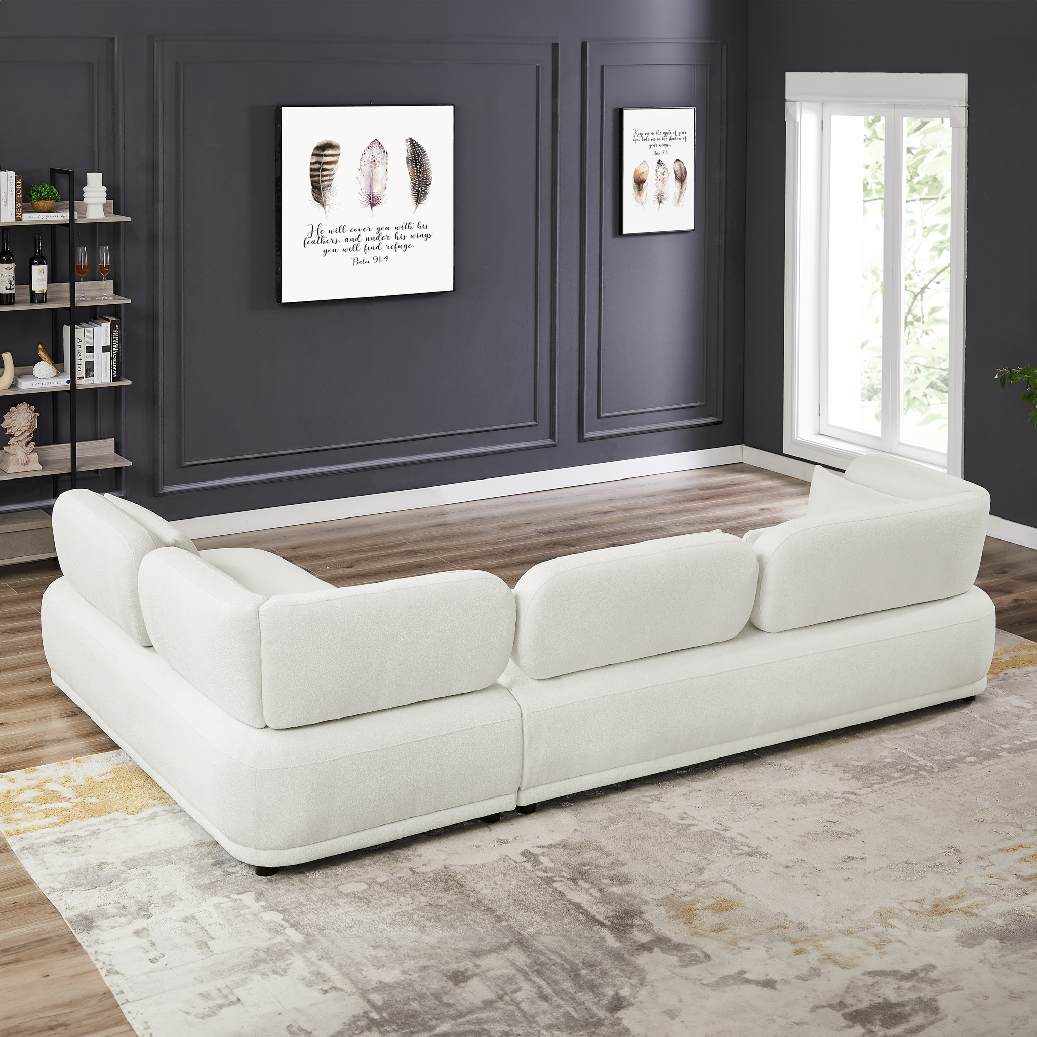 Richmond Ivory Boucle L Shaped Sectional Sofa Right Chaise