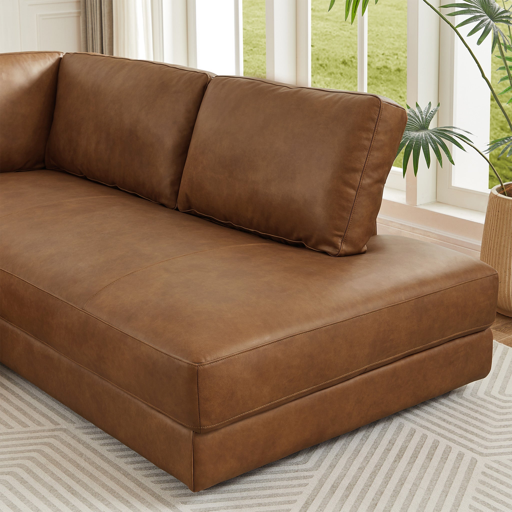 Glendale Sectional Right Cognac Leather