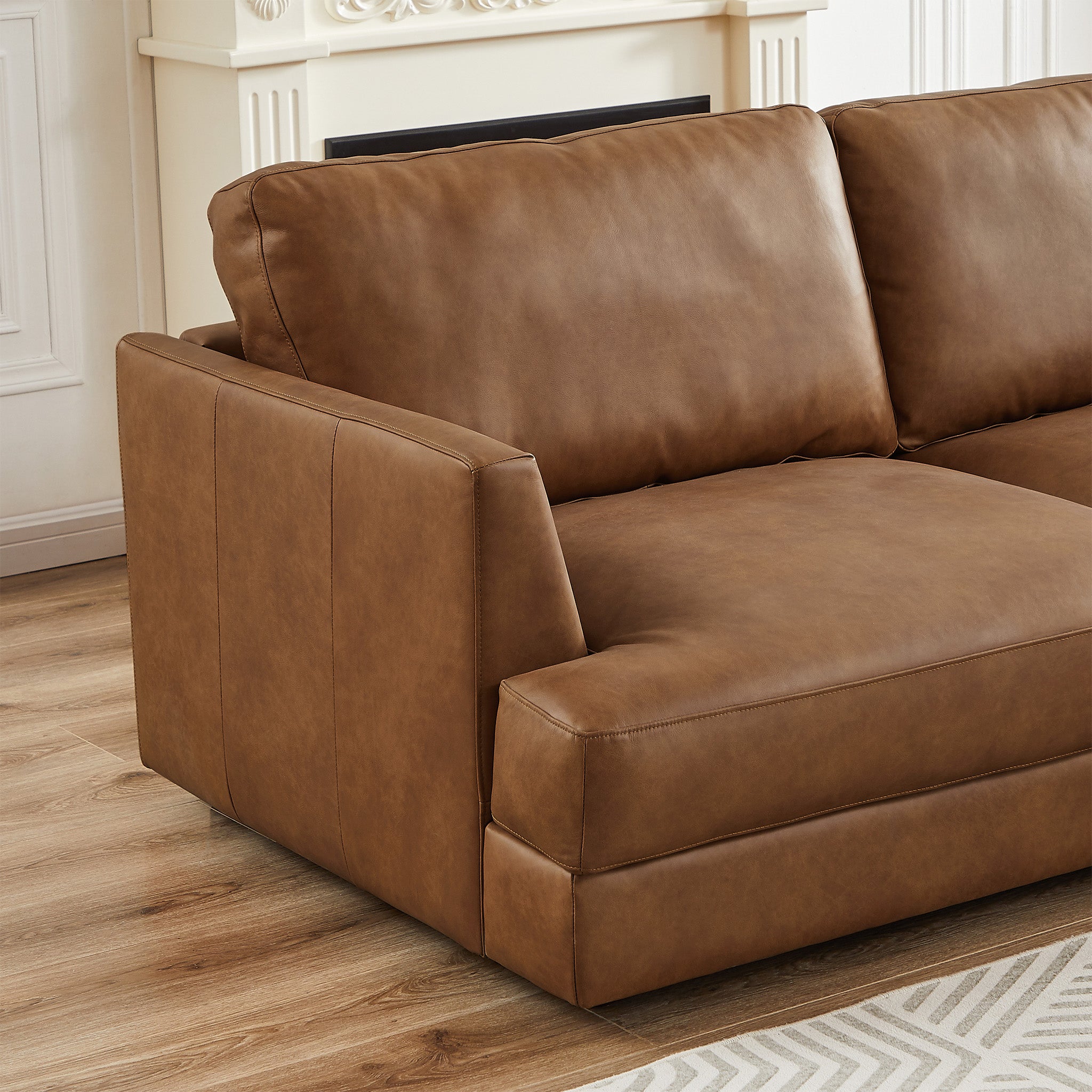 Glendale Sectional Right Cognac Leather