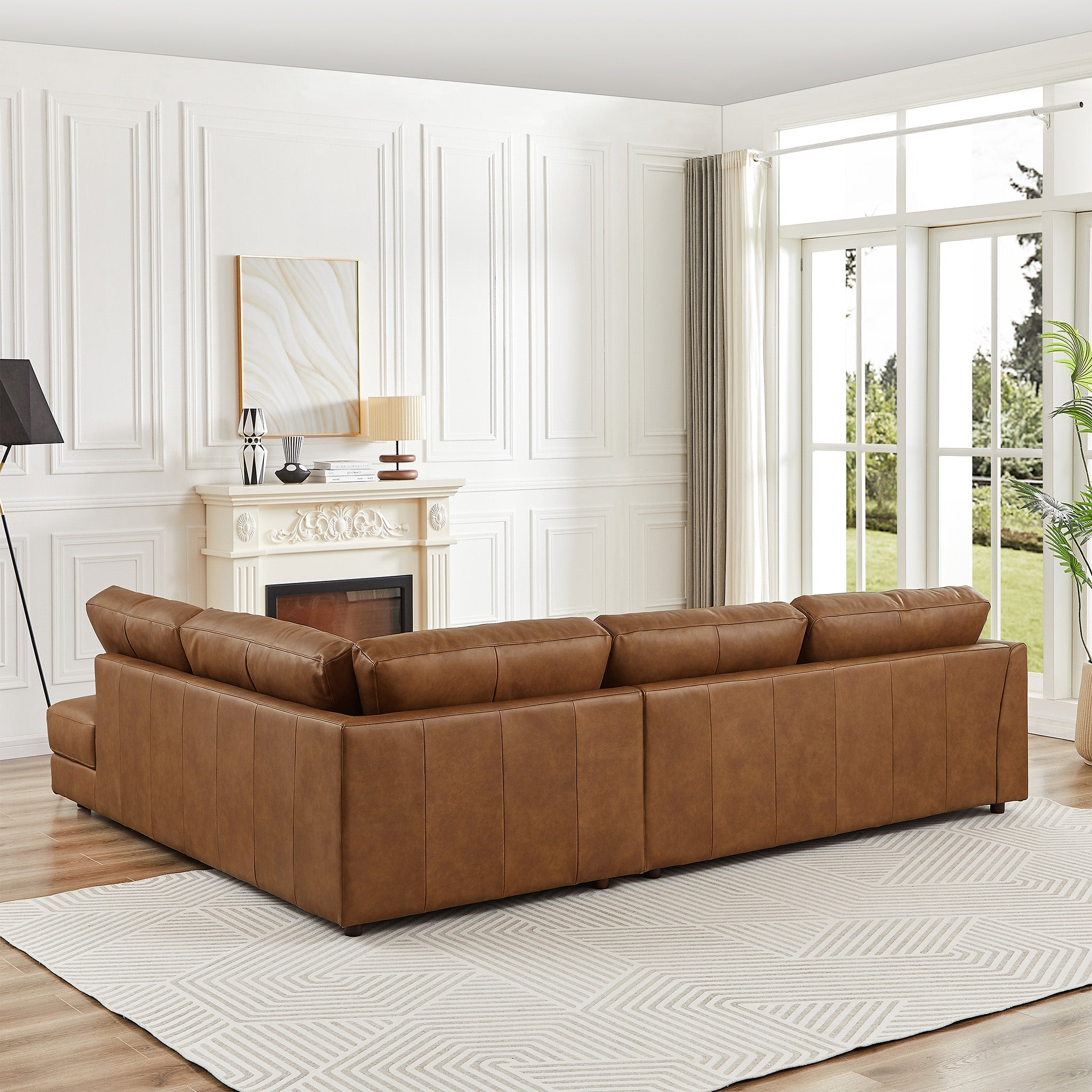 Glendale Sectional Right Cognac Leather