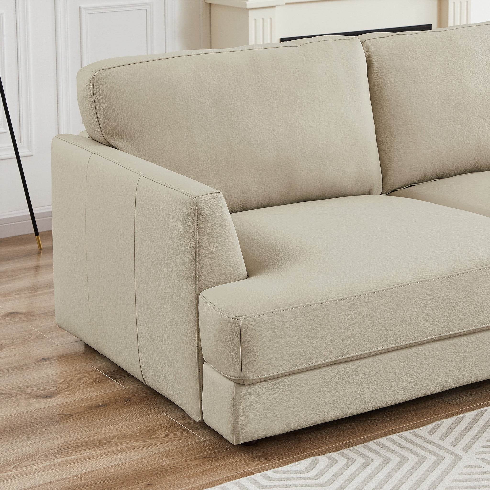 Glendale Sectional Right Cream Leather