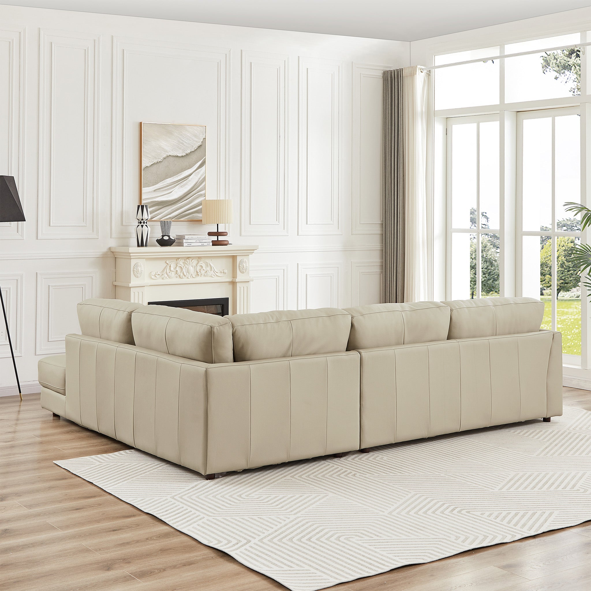 Glendale Sectional Right Cream Leather