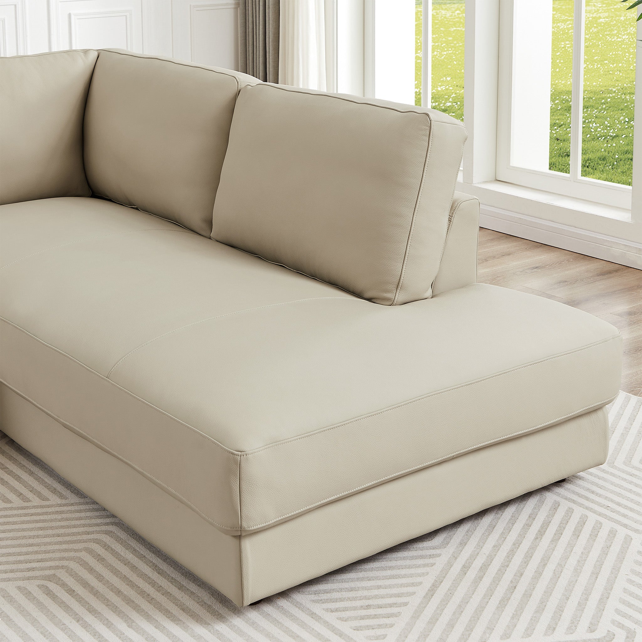 Glendale Sectional Right Cream Leather