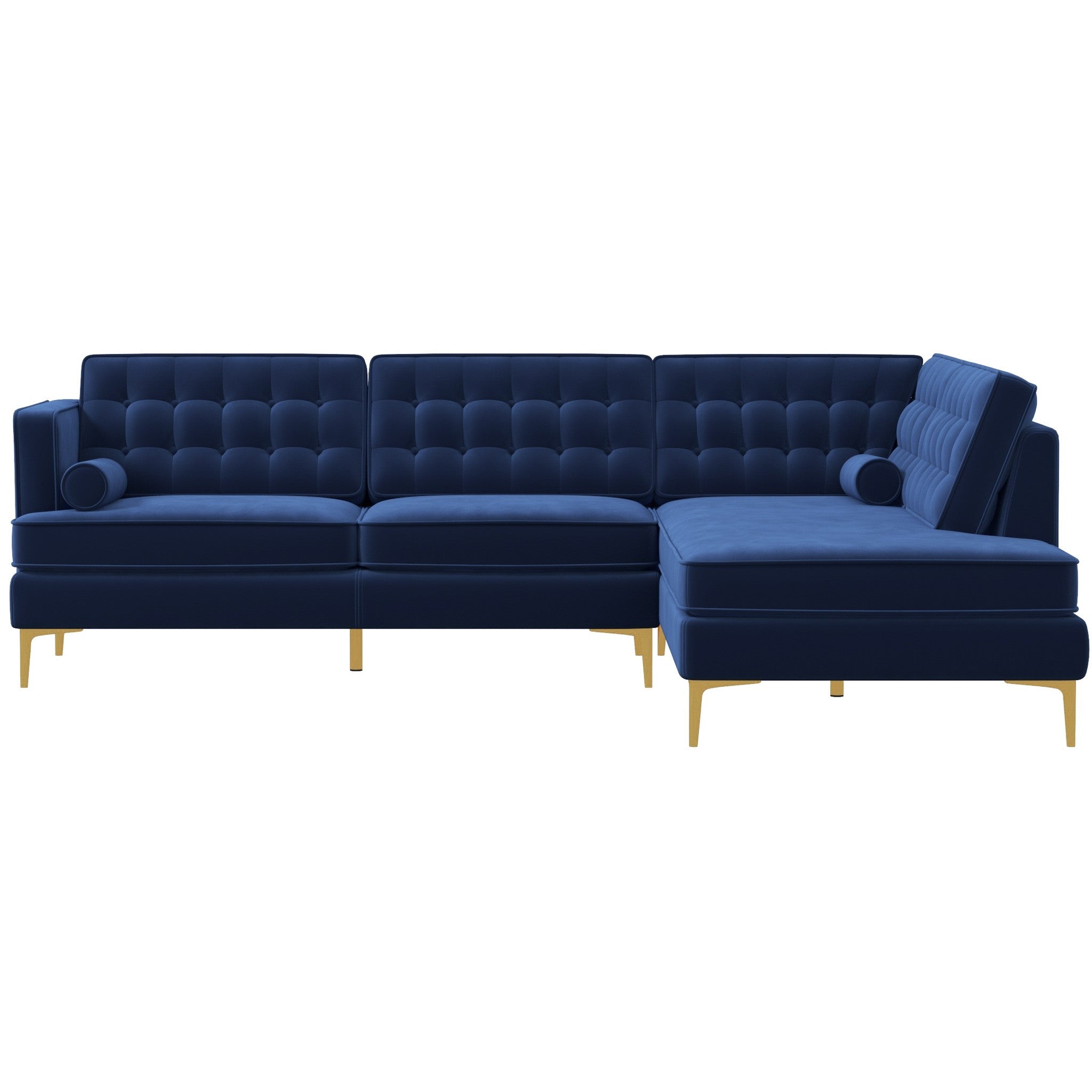 Caleb Sectional Sofa Blue Velvet Right Chaise