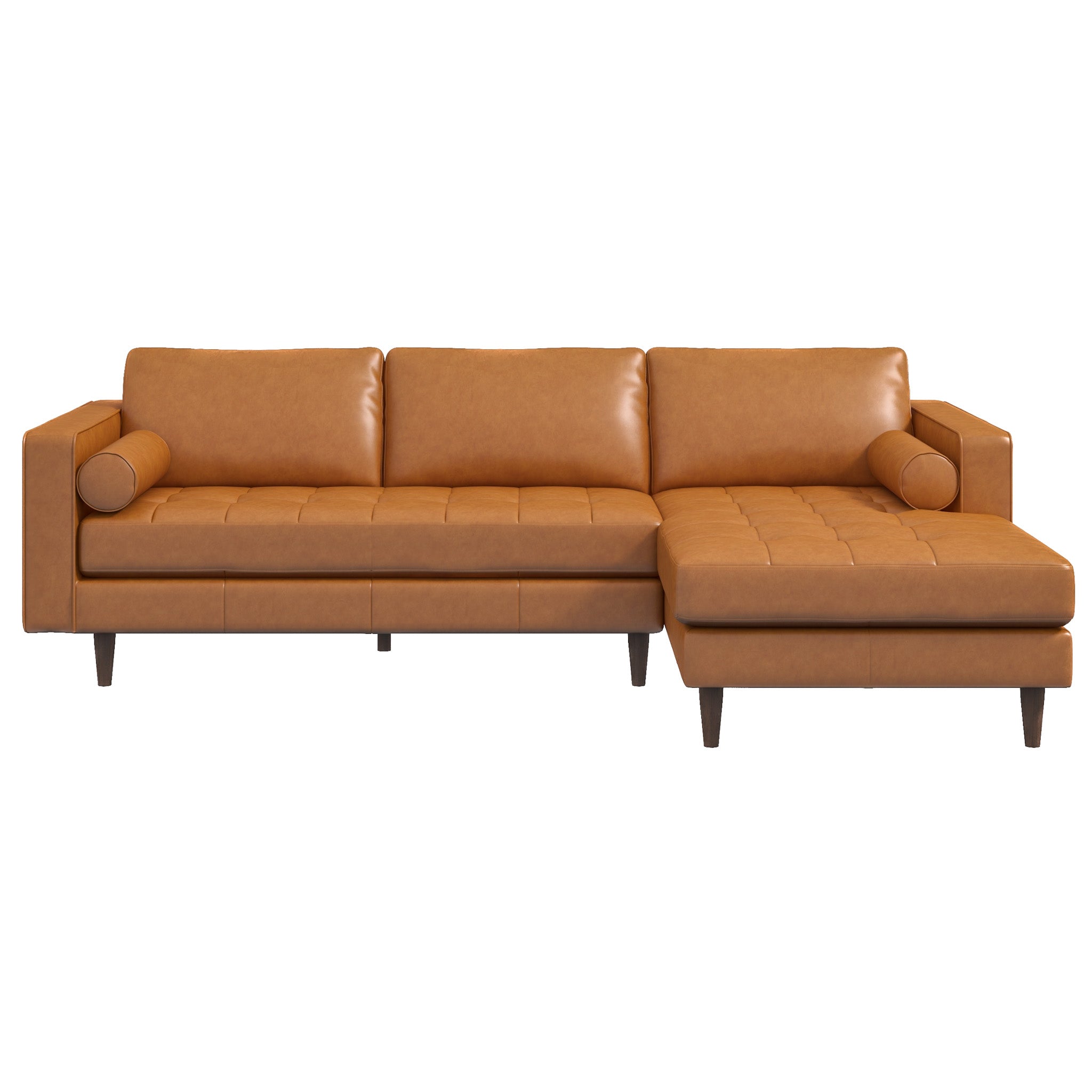 Daphne Leather L Shape Corner Sofa Tan Right Facing