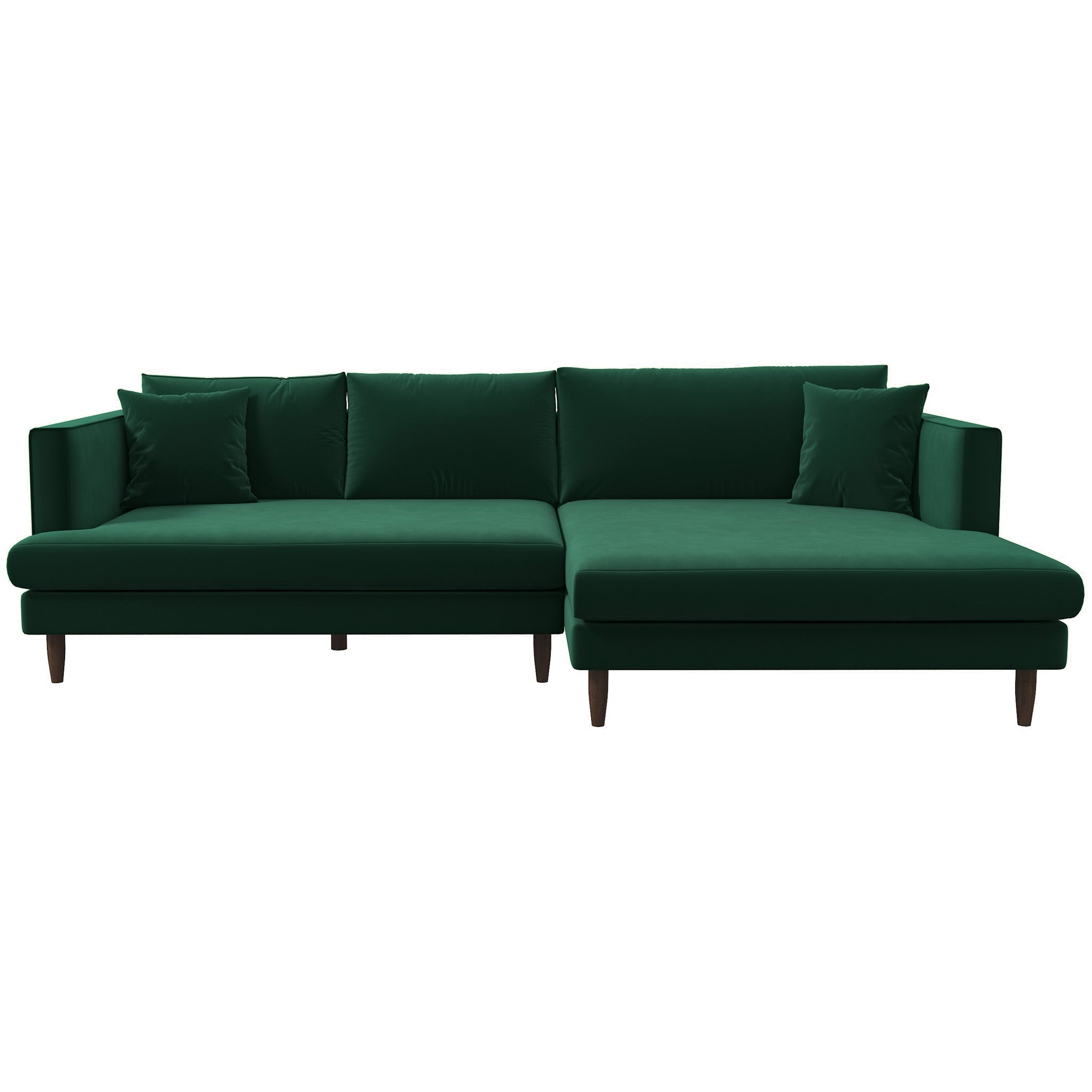 Delano Sectional Sofa Green Velvet Right Facing Chaise