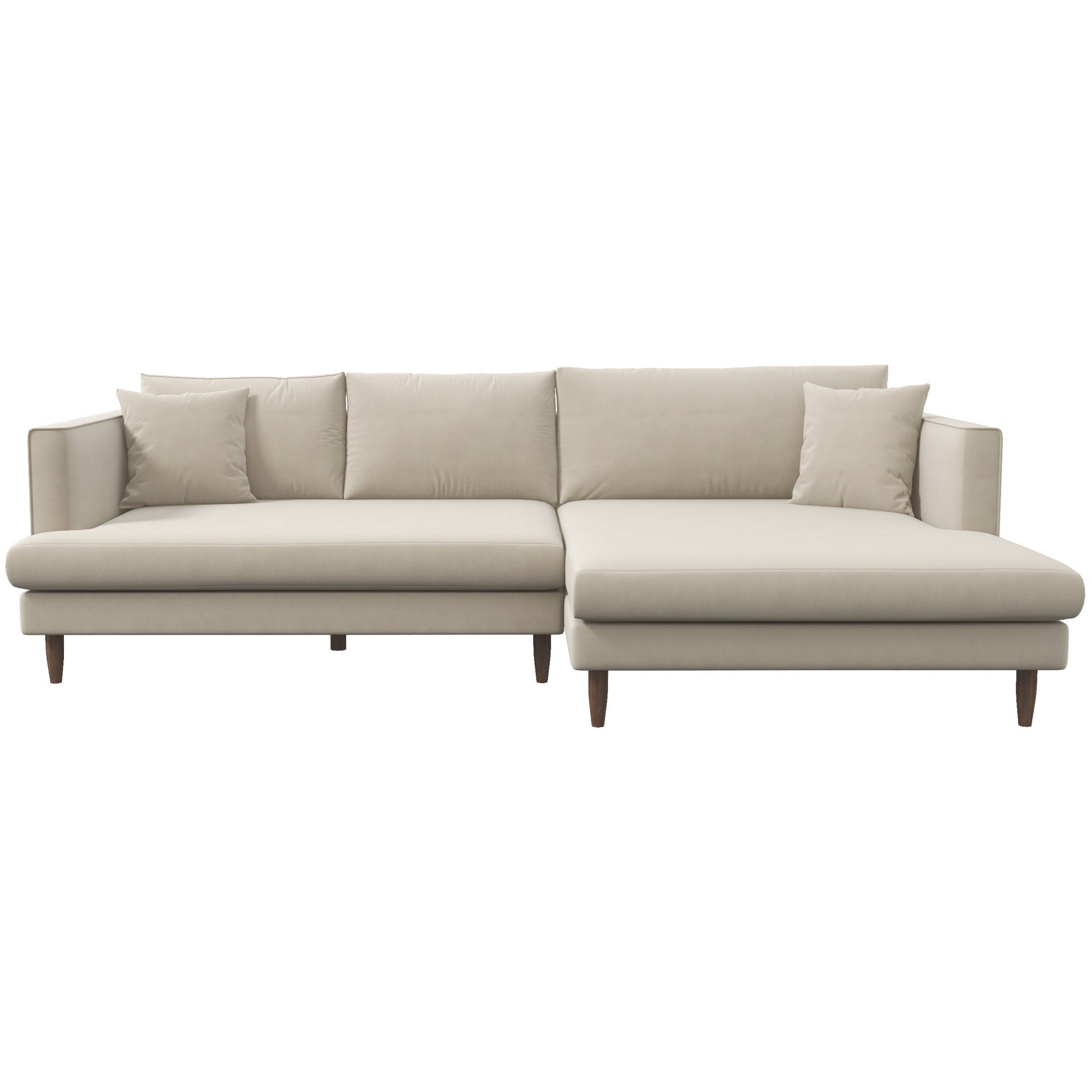 Delano Sectional Sofa Beige Velvet Right Facing Chaise