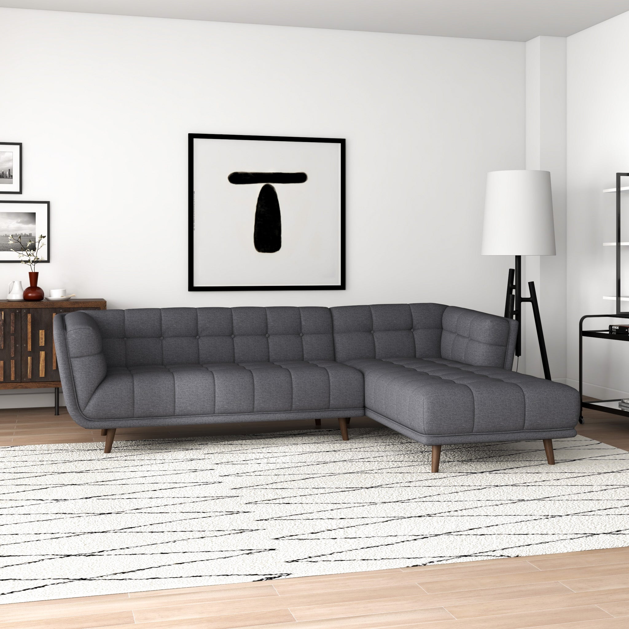 Kano Sectional Sofa Dark Gray Right Facing Chaise