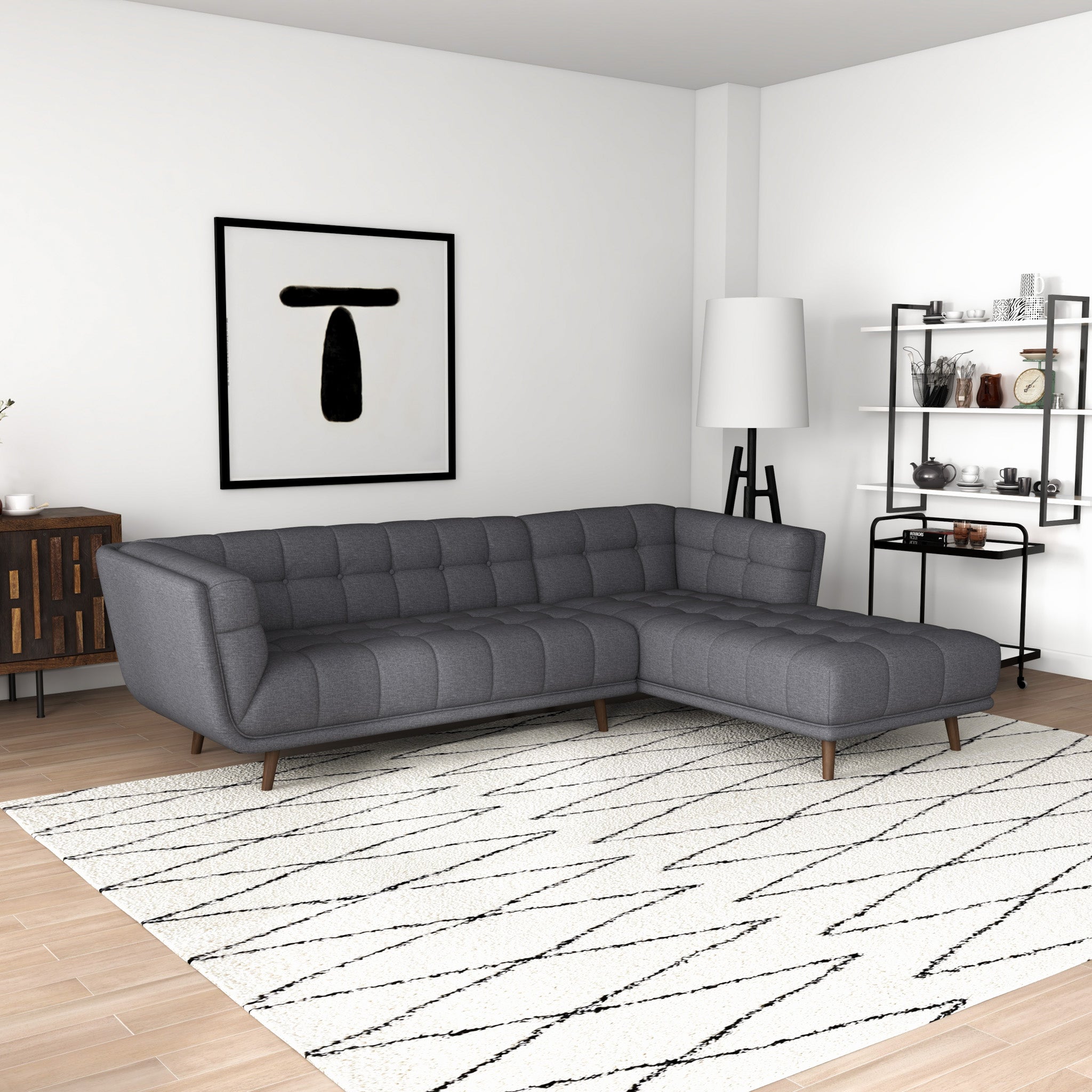 Kano Sectional Sofa Dark Gray Right Facing Chaise