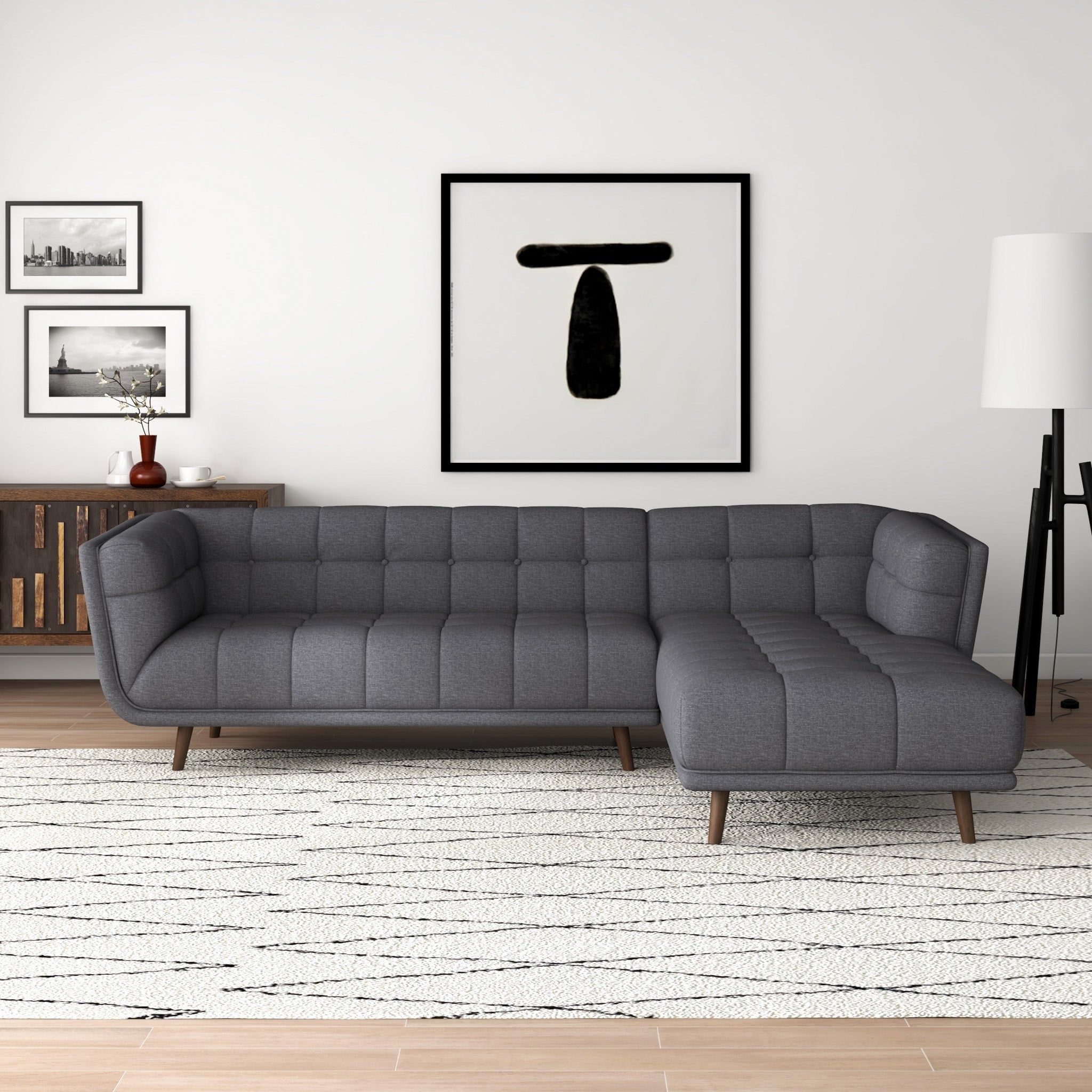 Kano Sectional Sofa Dark Gray Right Facing Chaise