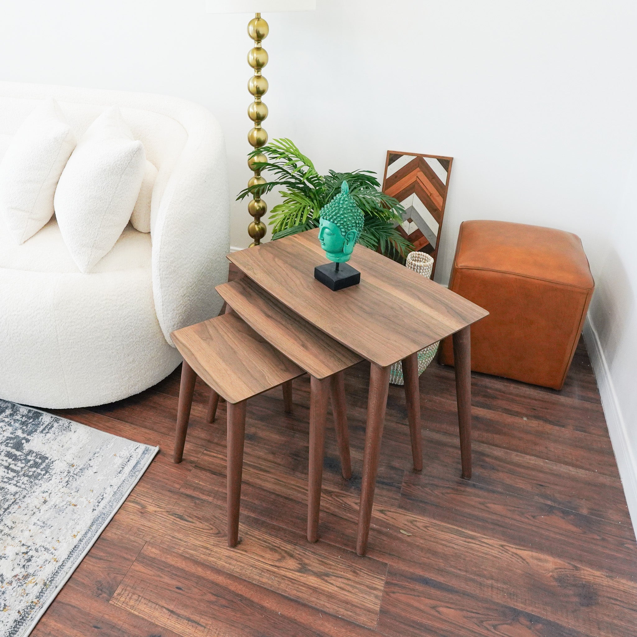 Ruya Walnut Nesting Table 3 Pcs