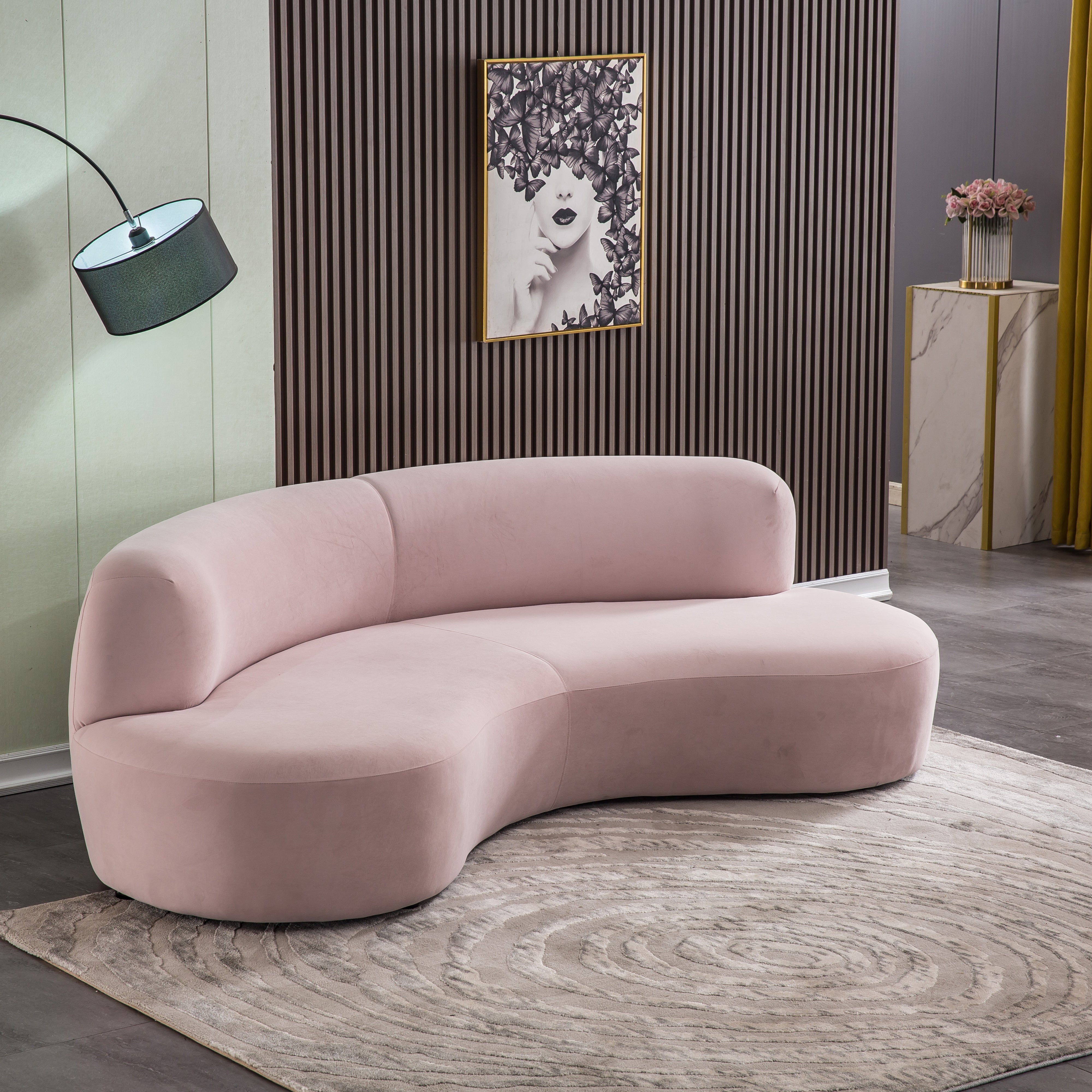 Monik Curved Sofa Pink