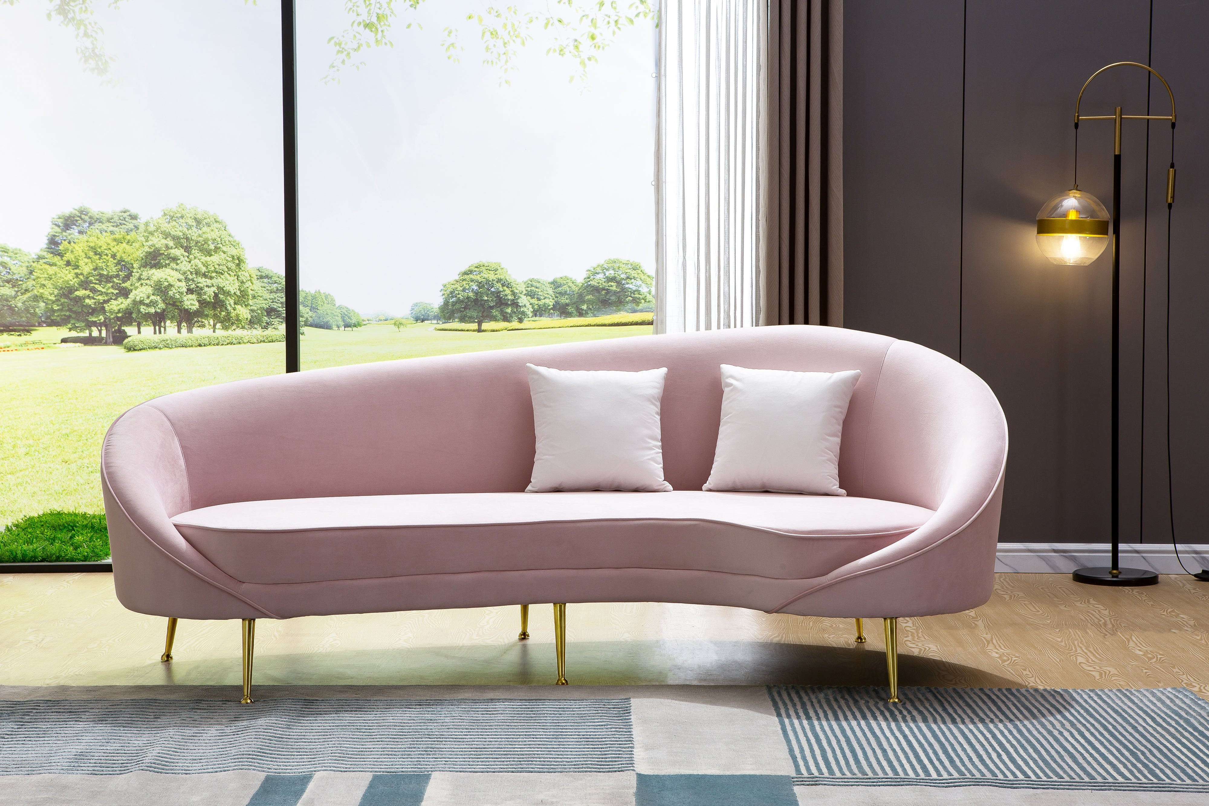 Kalida Velvet Sofa Pink