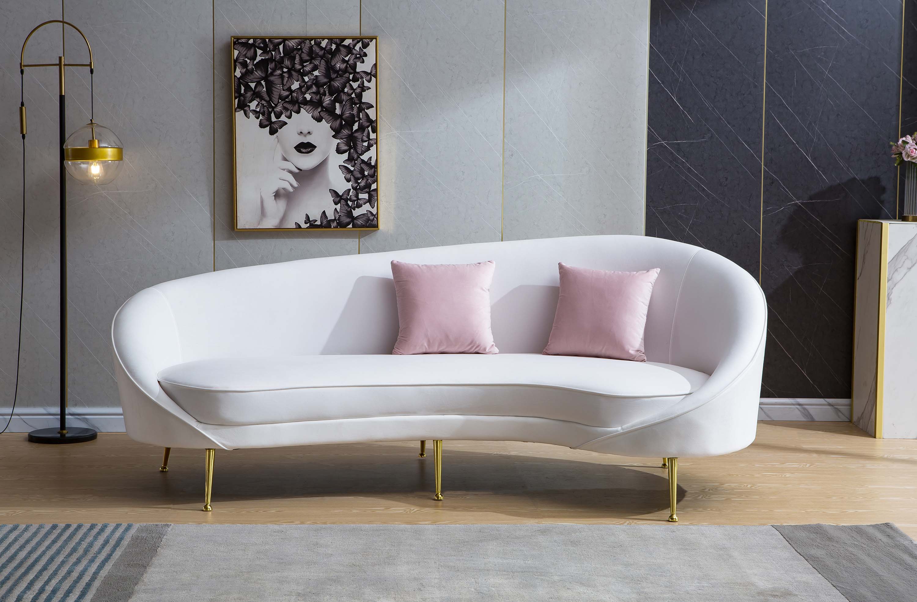 Kalida Velvet Sofa White