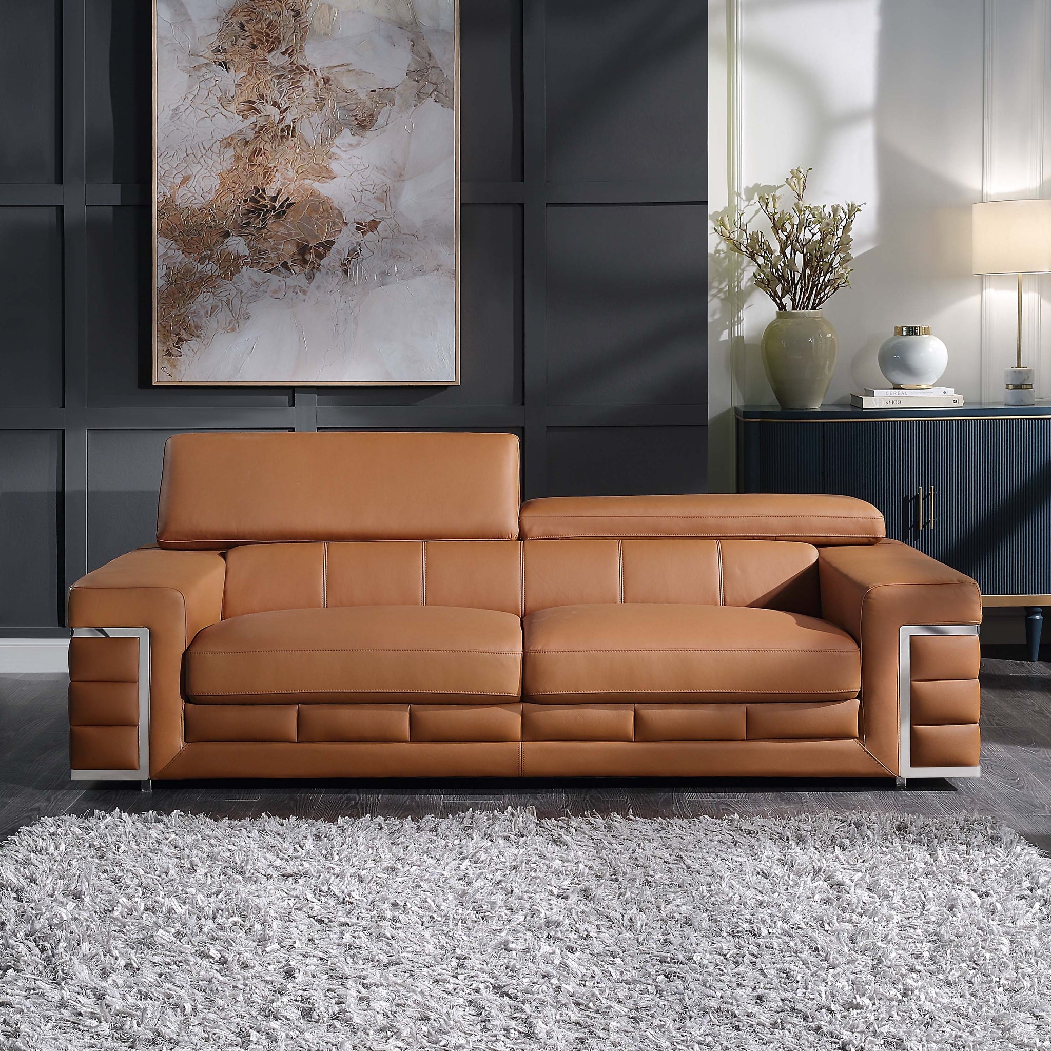 Corrigan Genuine Leather Sofa Tan