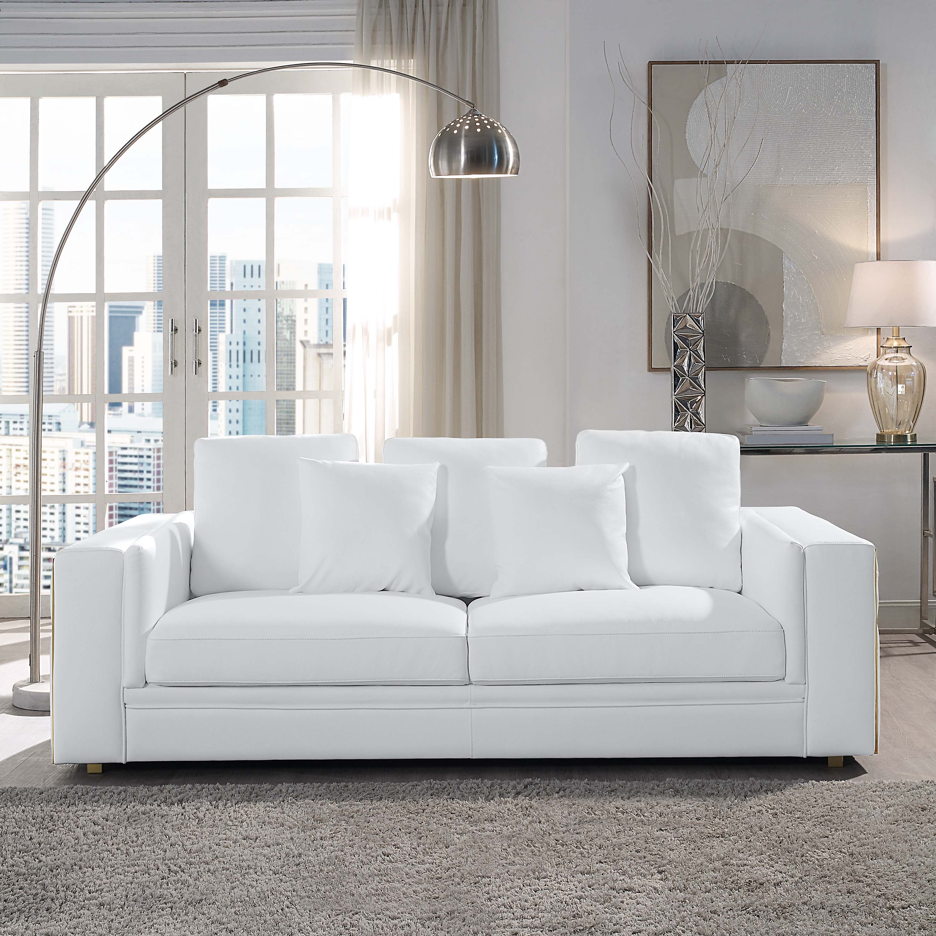 Dovecove Genuine Leather Sofa White