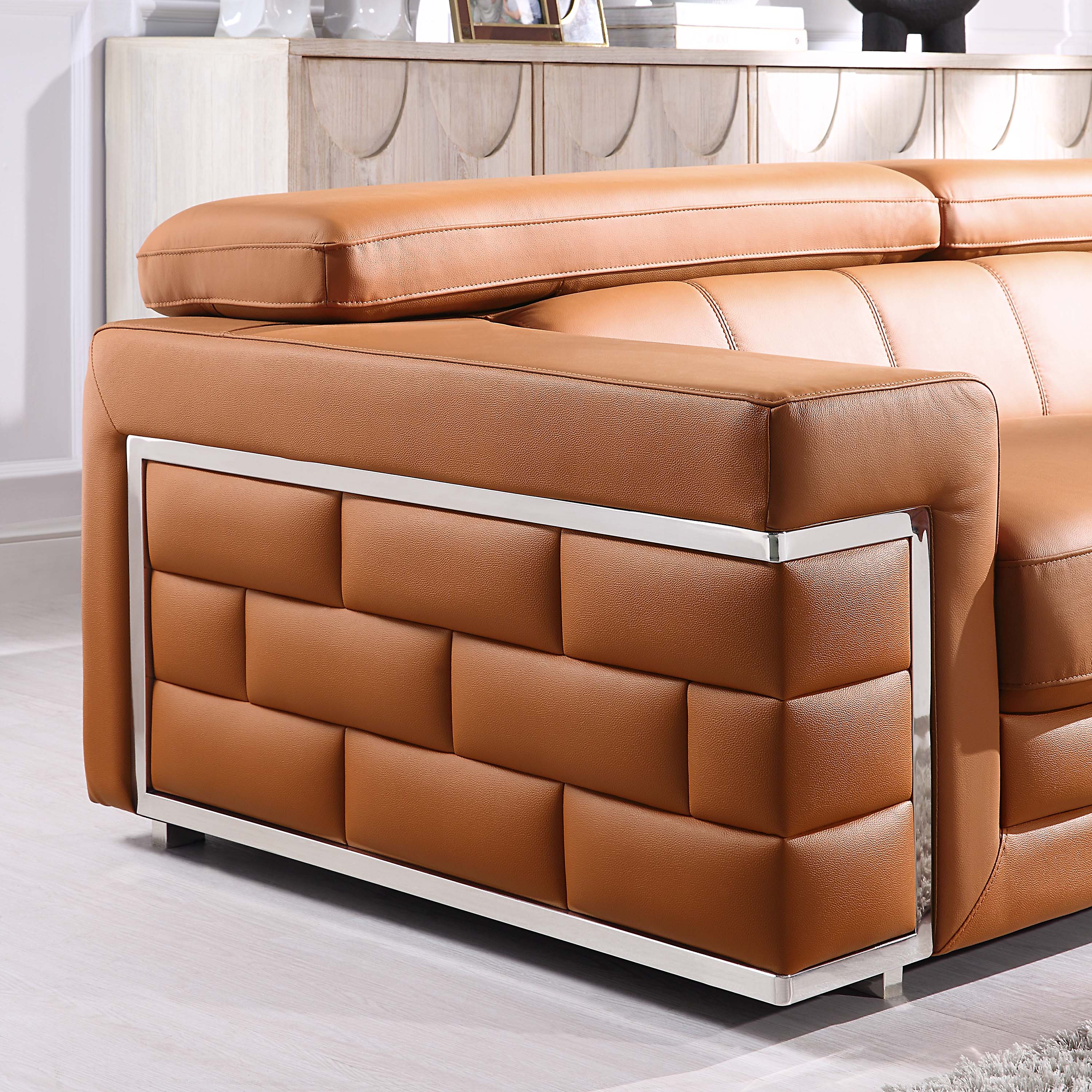 Charlton Genuine Leather Sectional Tan