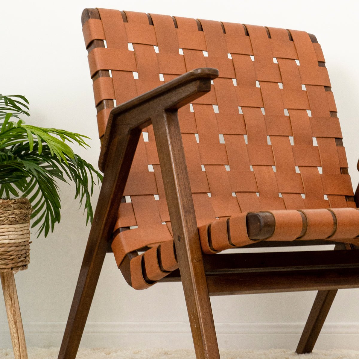 Dairi Genuine Leather Teak Armchair