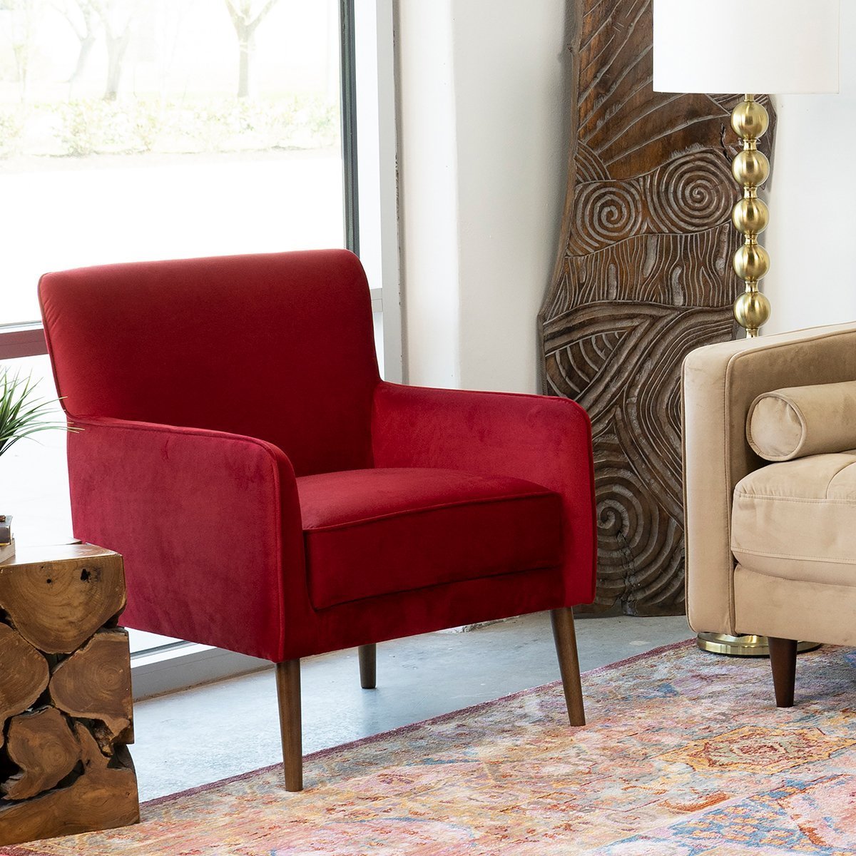 Swindon Lounge Chair Red Velvet