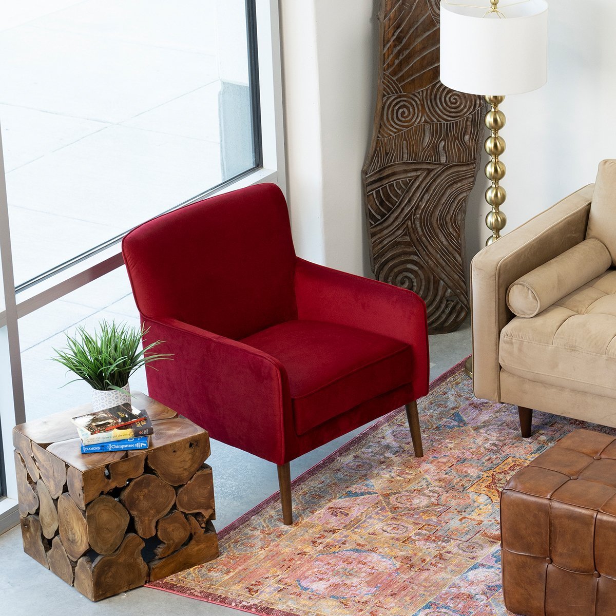 Swindon Lounge Chair Red Velvet