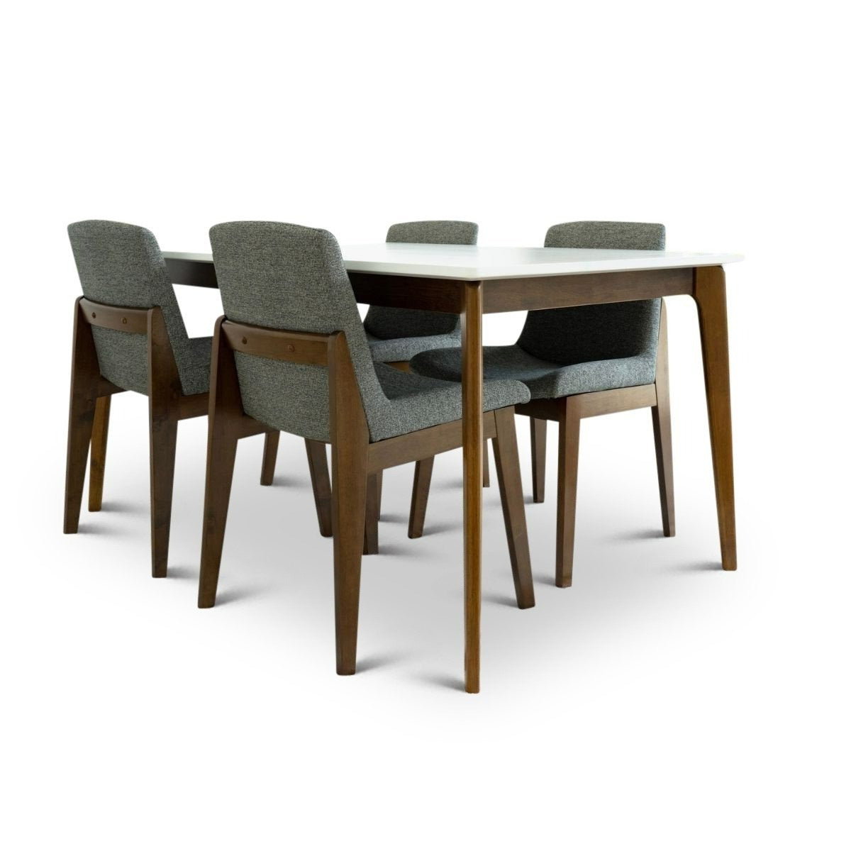 Selena Dining set with 4 Ohio Dark Grey Dining Chairs White