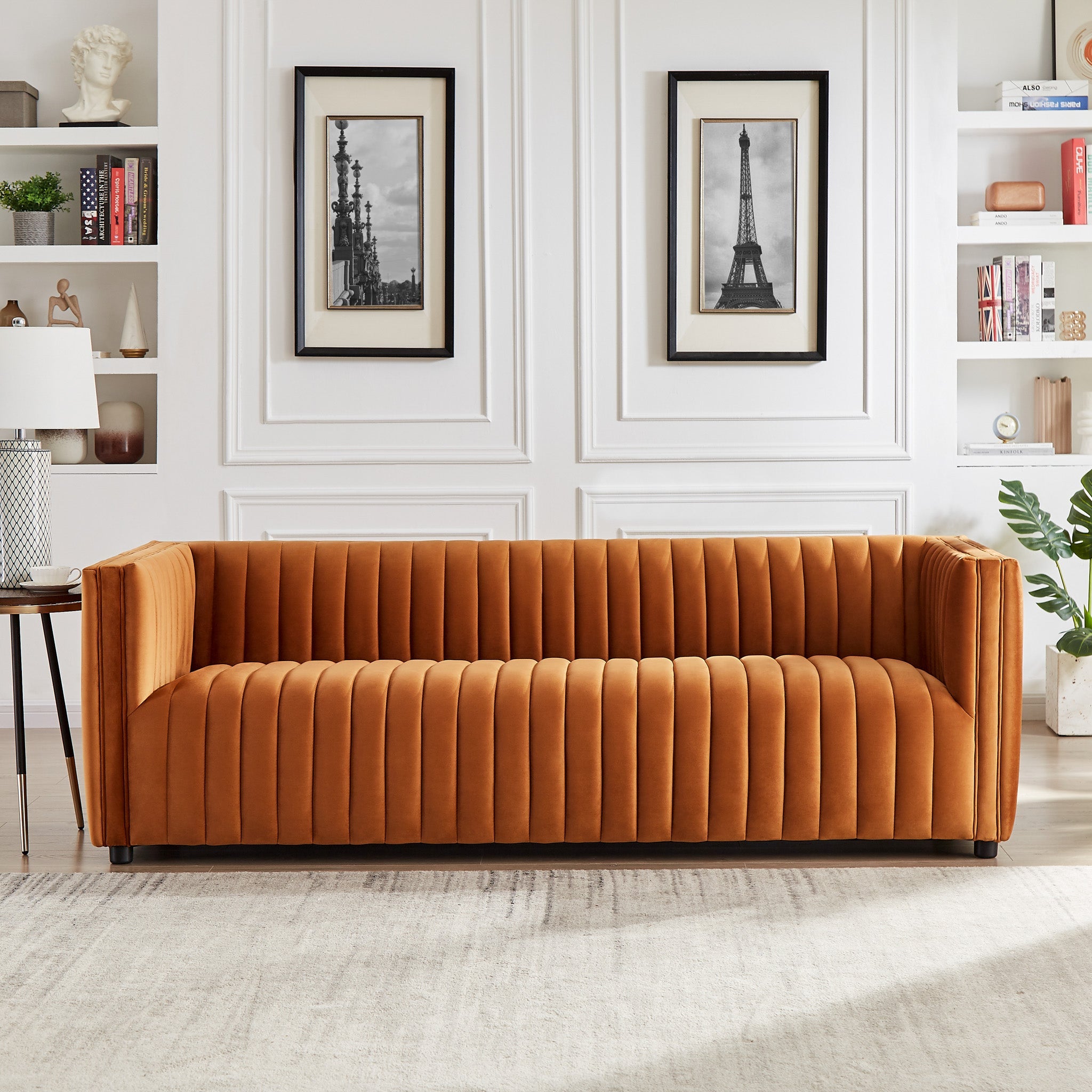 Sierra Burnt Orange Velvet Sofa