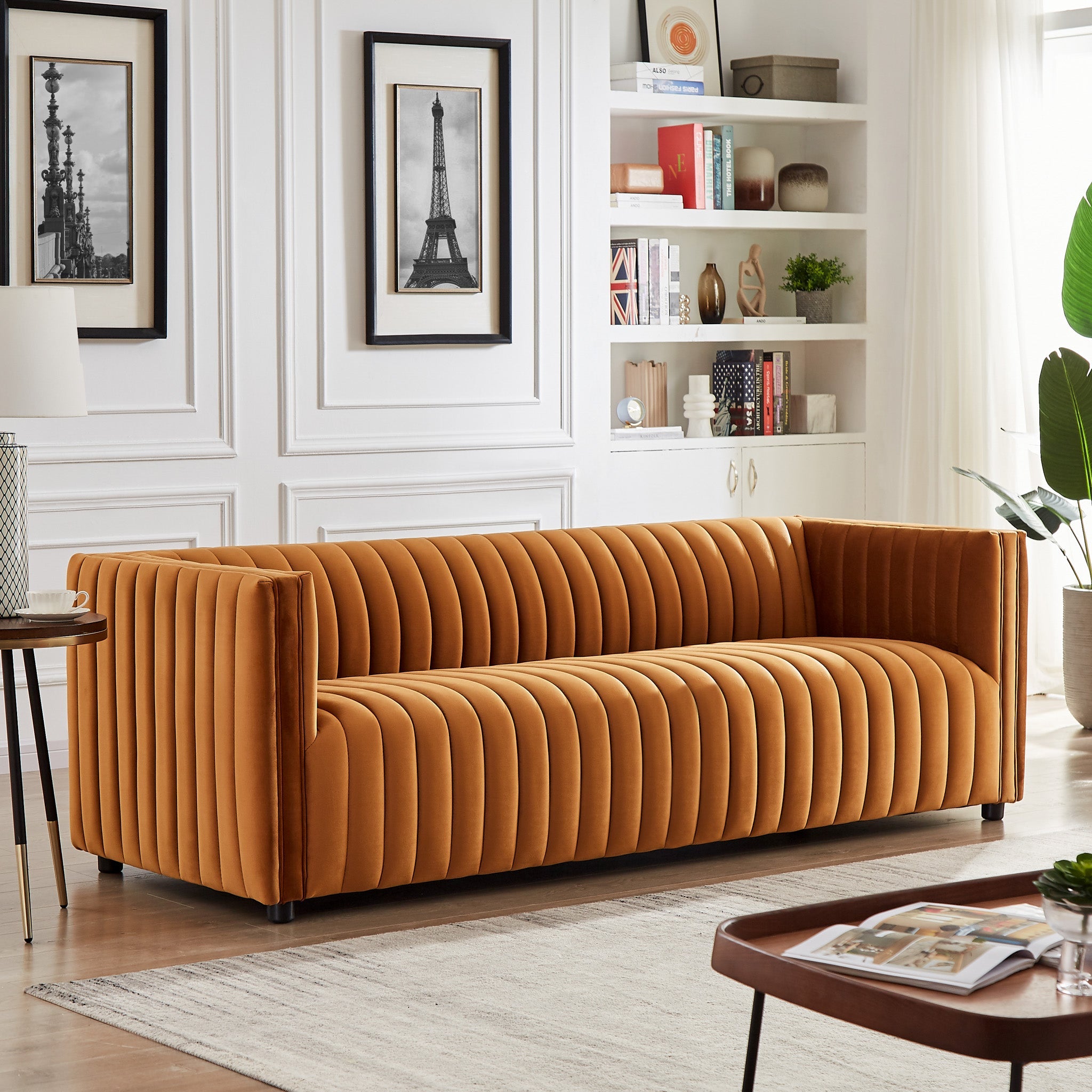 Sierra Burnt Orange Velvet Sofa