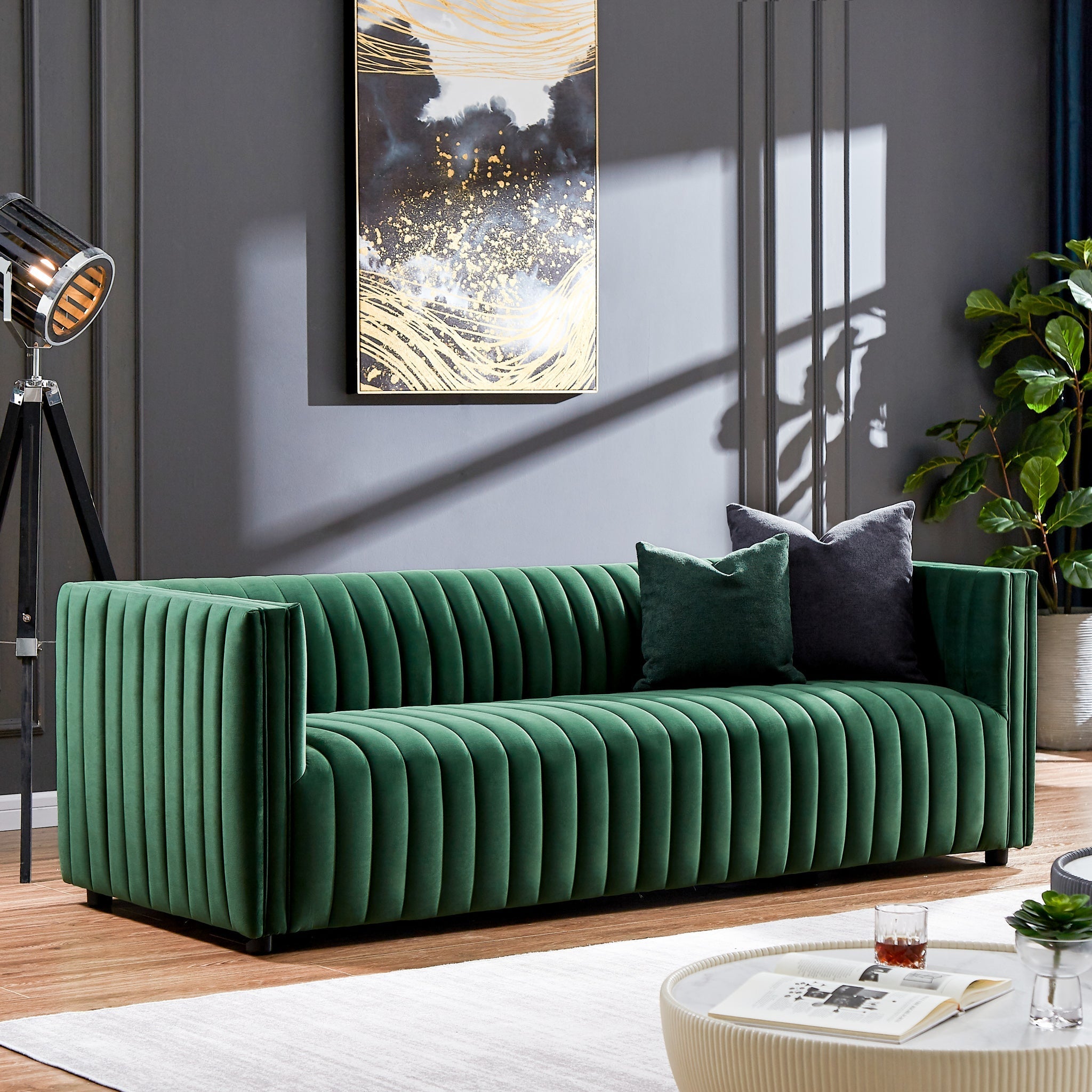 Sierra Dark Green Velvet Sofa