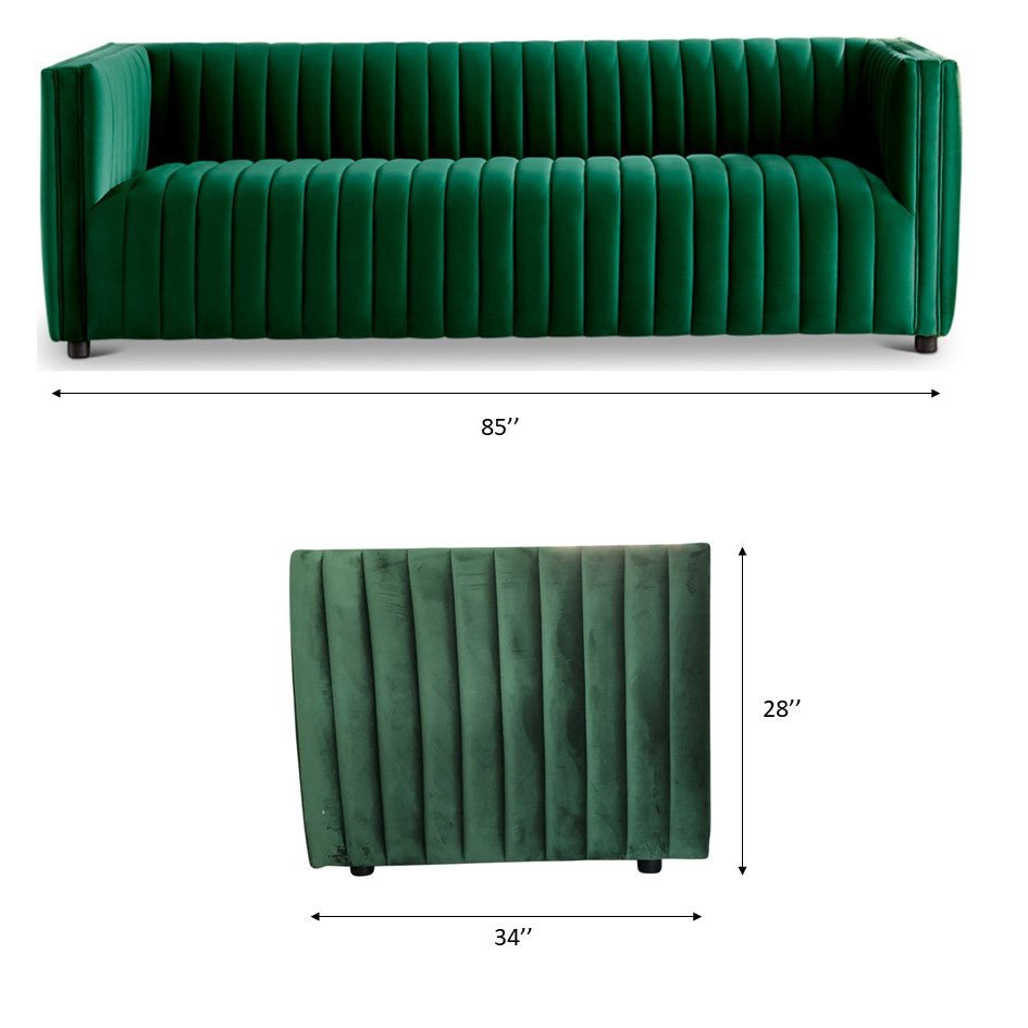 Sierra Dark Green Velvet Sofa